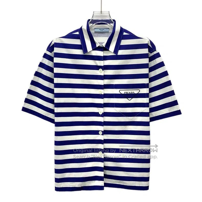 Prada Prada Colour-matched striped triangle cotton lapel single- Size US XXS / EU 40 - 1 Thumbnail