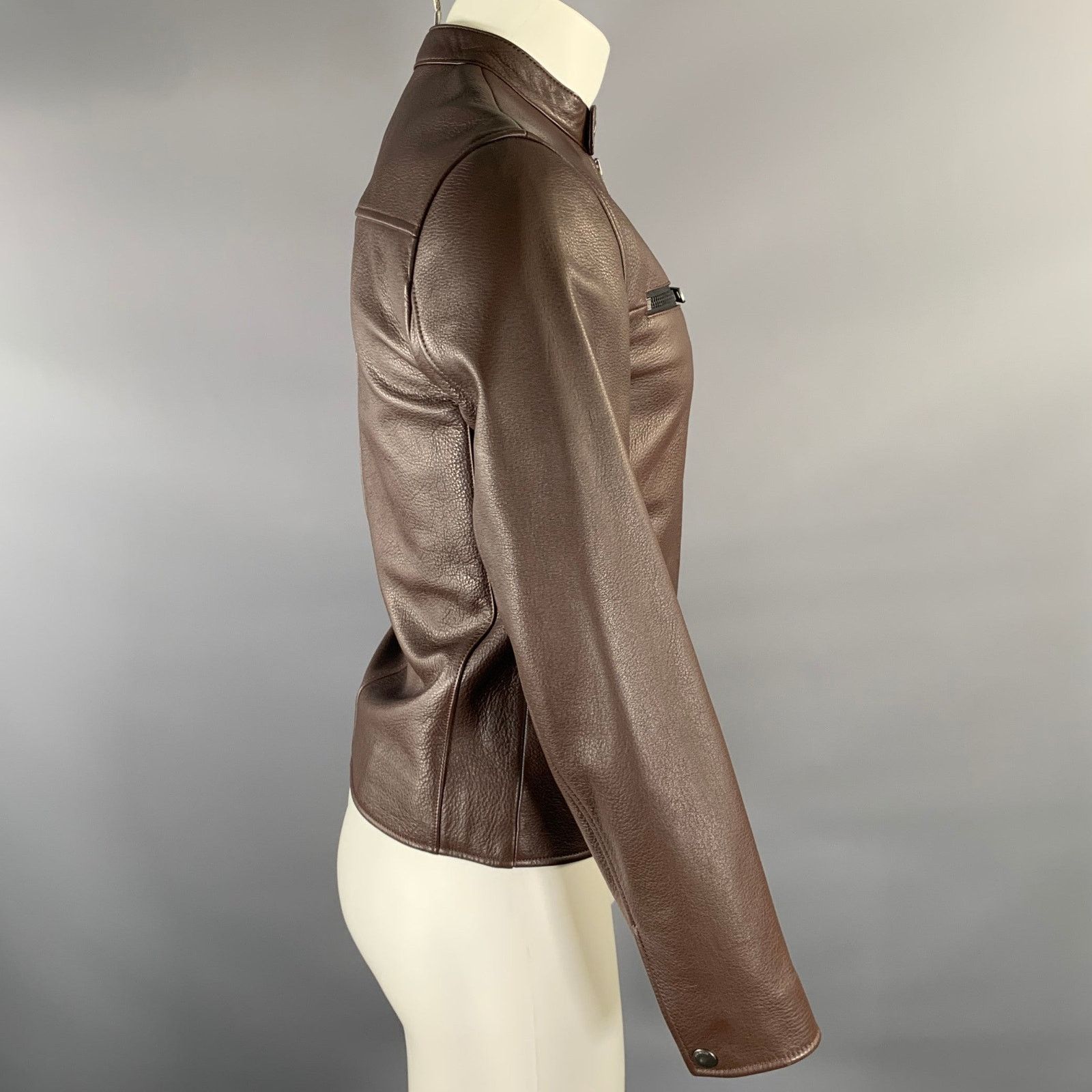 Coach COACH Size XS Brown Leather Moto Racer Jacket Size US XS / EU 42 / 0 - 3 Thumbnail