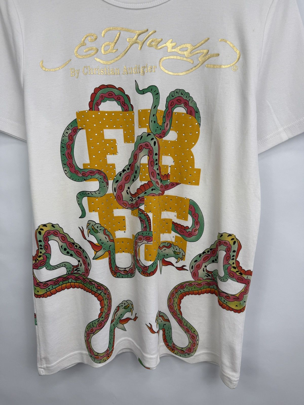 Ed Hardy 🇺🇸 🐍 Vintage Ed Hardy Snake Rhinestone Christian Audigier Tee Size US M / EU 48-50 / 2 - 5 Thumbnail