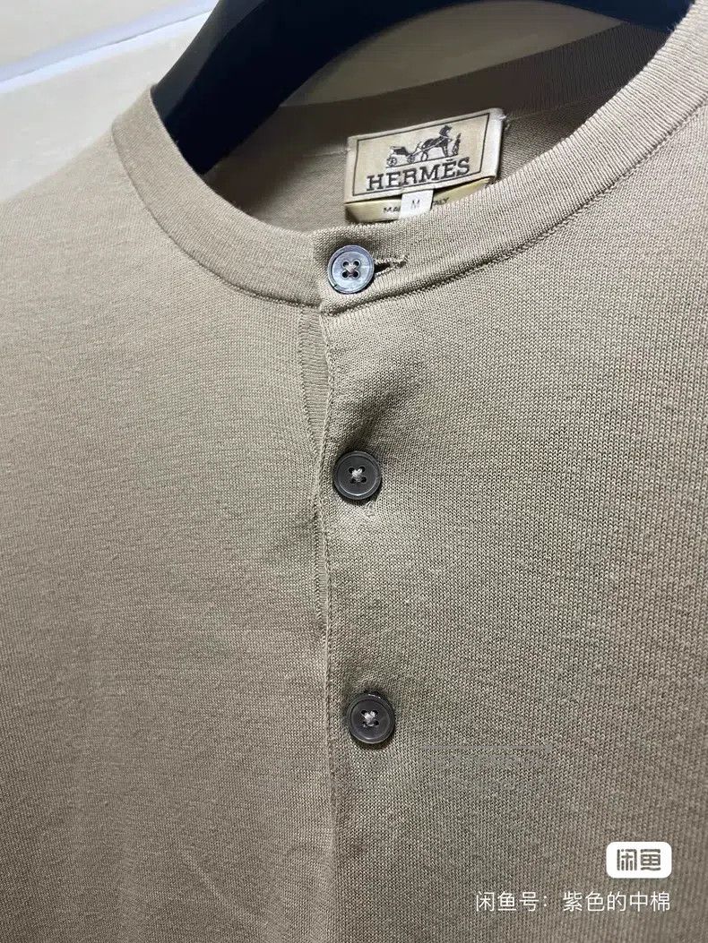 Hermes Hermes Knitted short-sleeve t-shirt (Henley collar) Size US M / EU 48-50 / 2 - 5 Thumbnail