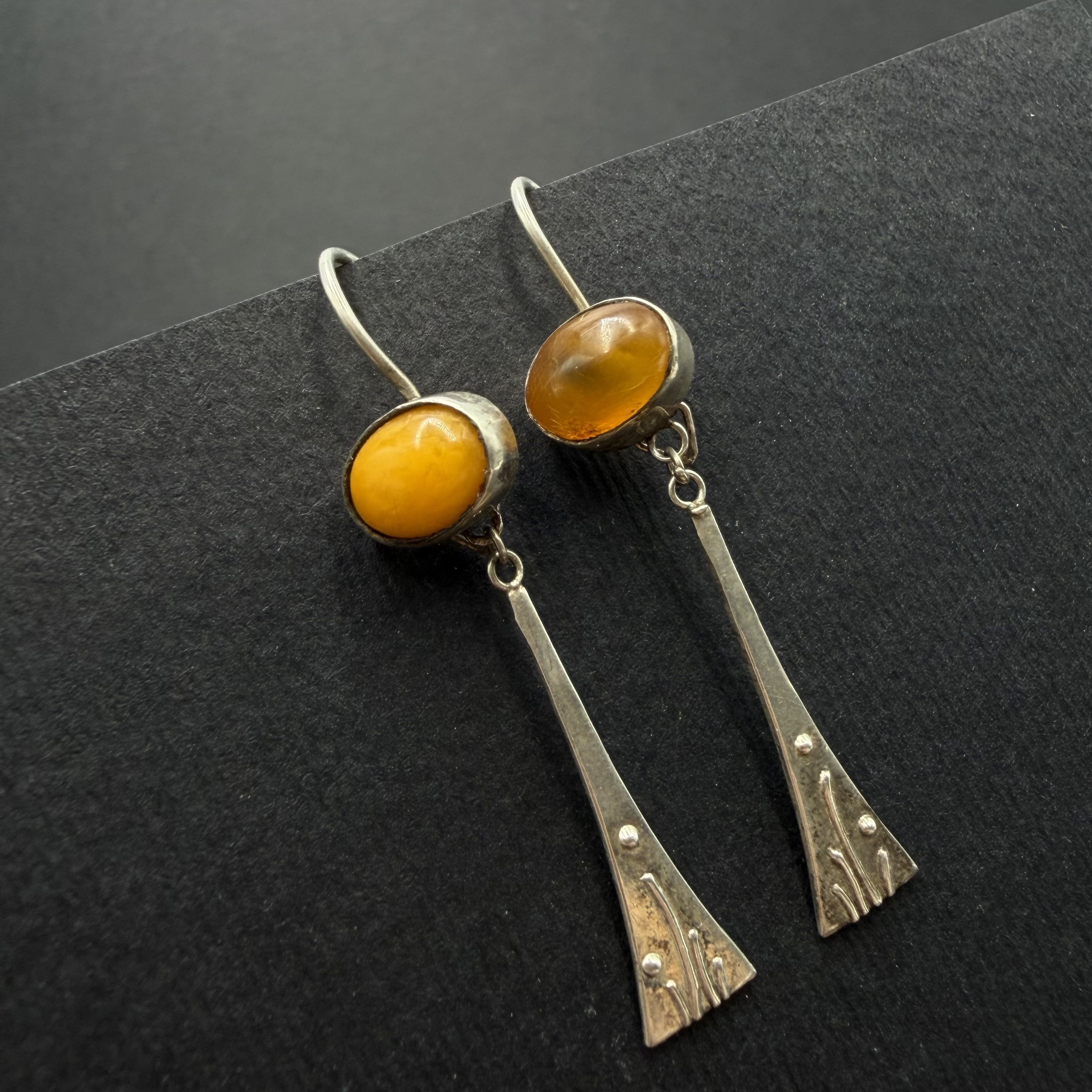 Vintage Vintage Modernist Baltic Amber Drop Earrings 875 Silver Size ONE SIZE - 1 Thumbnail