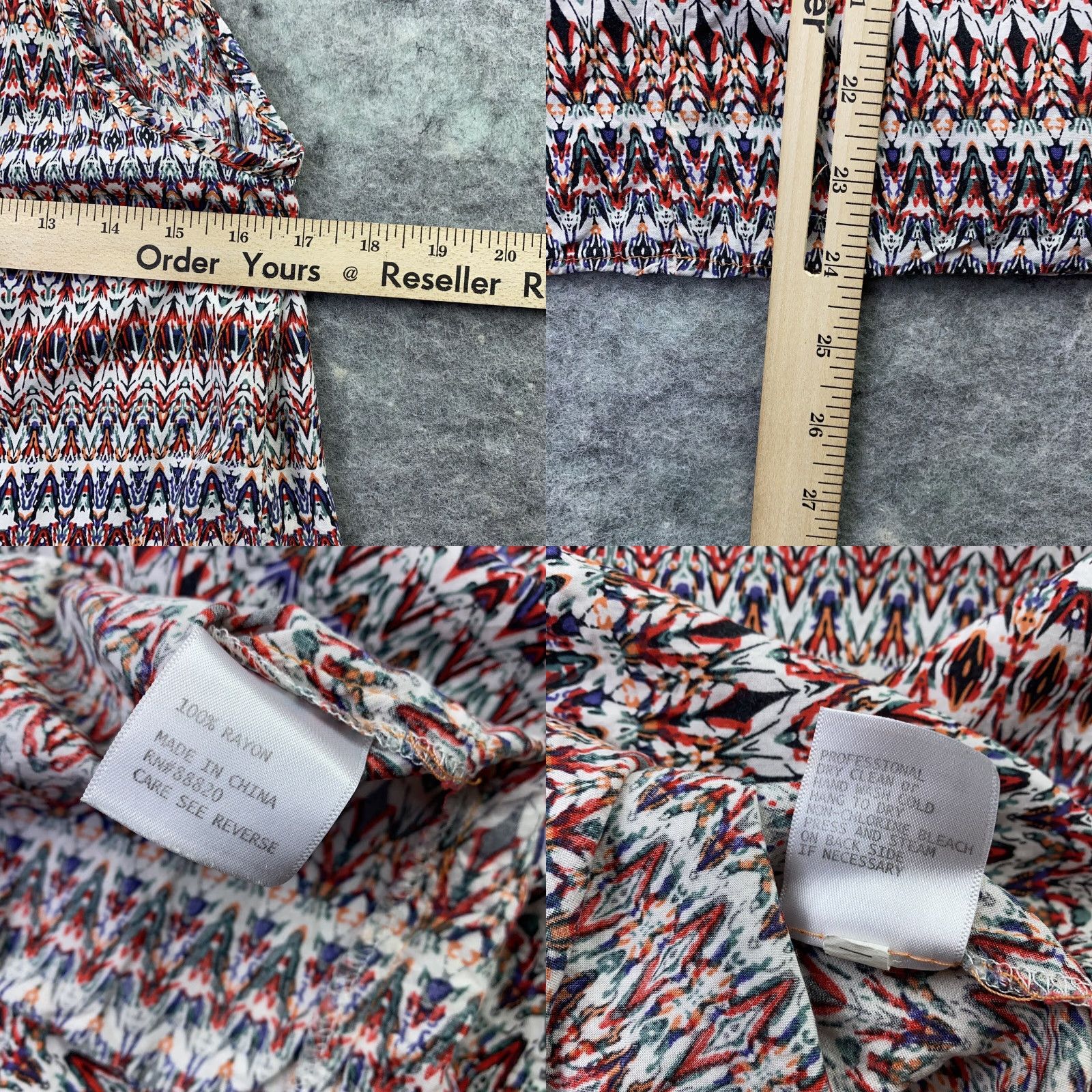 Annex Anne Carson Womens Blouse Shirt M Red Rayon Zip Back Geometric Pattern Casual Regular Fit VINTAGE? (if not vintage skip) Size M / US 6-8 / IT 42-44 - 8 Thumbnail