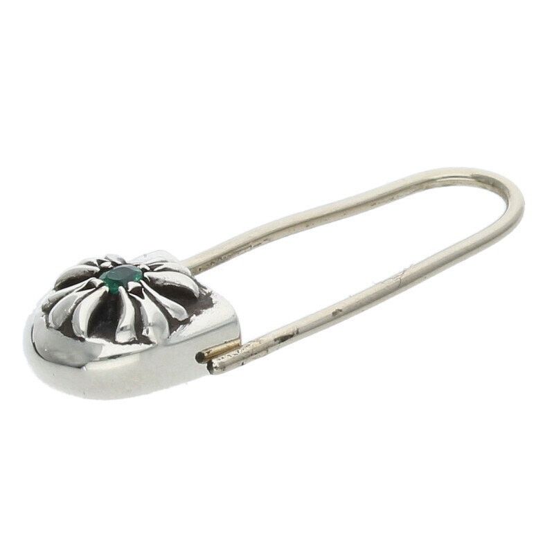 Chrome Hearts Chrome Hearts Safety Pin Emerald Silver Earring Size ONE SIZE - 5 Thumbnail