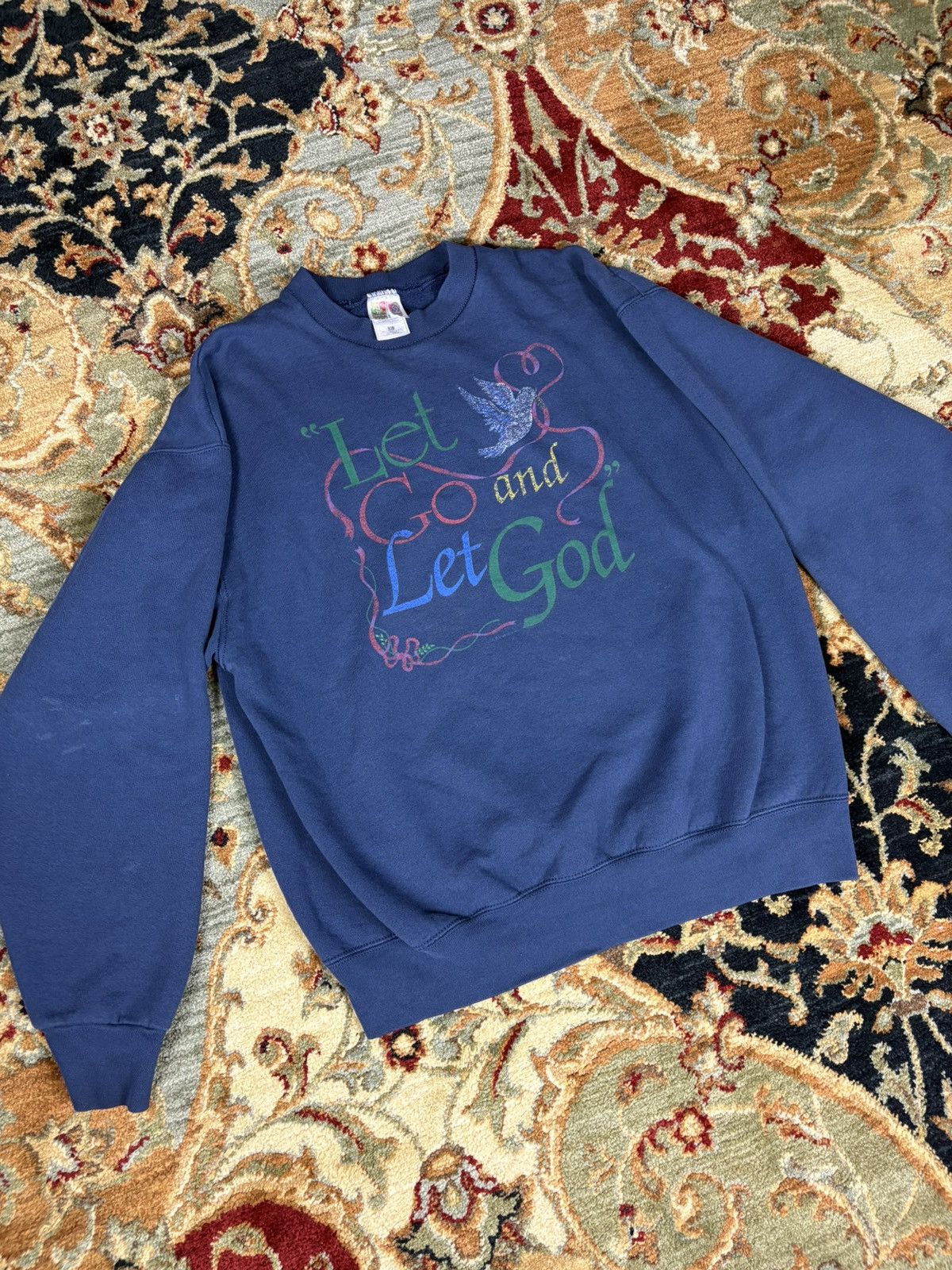 Fruit Of The Loom × Vintage Vintage 90s God Crewneck Sweatshirt Size US XL / EU 56 / 4 - 2 Thumbnail
