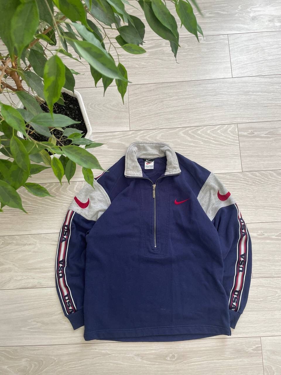Nike × Vintage Vintage Nike USA 1/4 Zip Sweatshirt Pullover Y2K Size US S / EU 44-46 / 1 - 1 Thumbnail