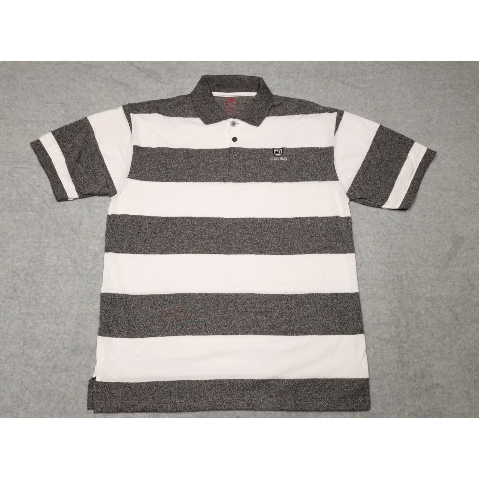 Vintage VINTAGE St Germain Polo Shirt Mens Extra Large Grey White Striped Short Sleeve Red Rhino Size US XL / EU 56 / 4 - 2 Thumbnail