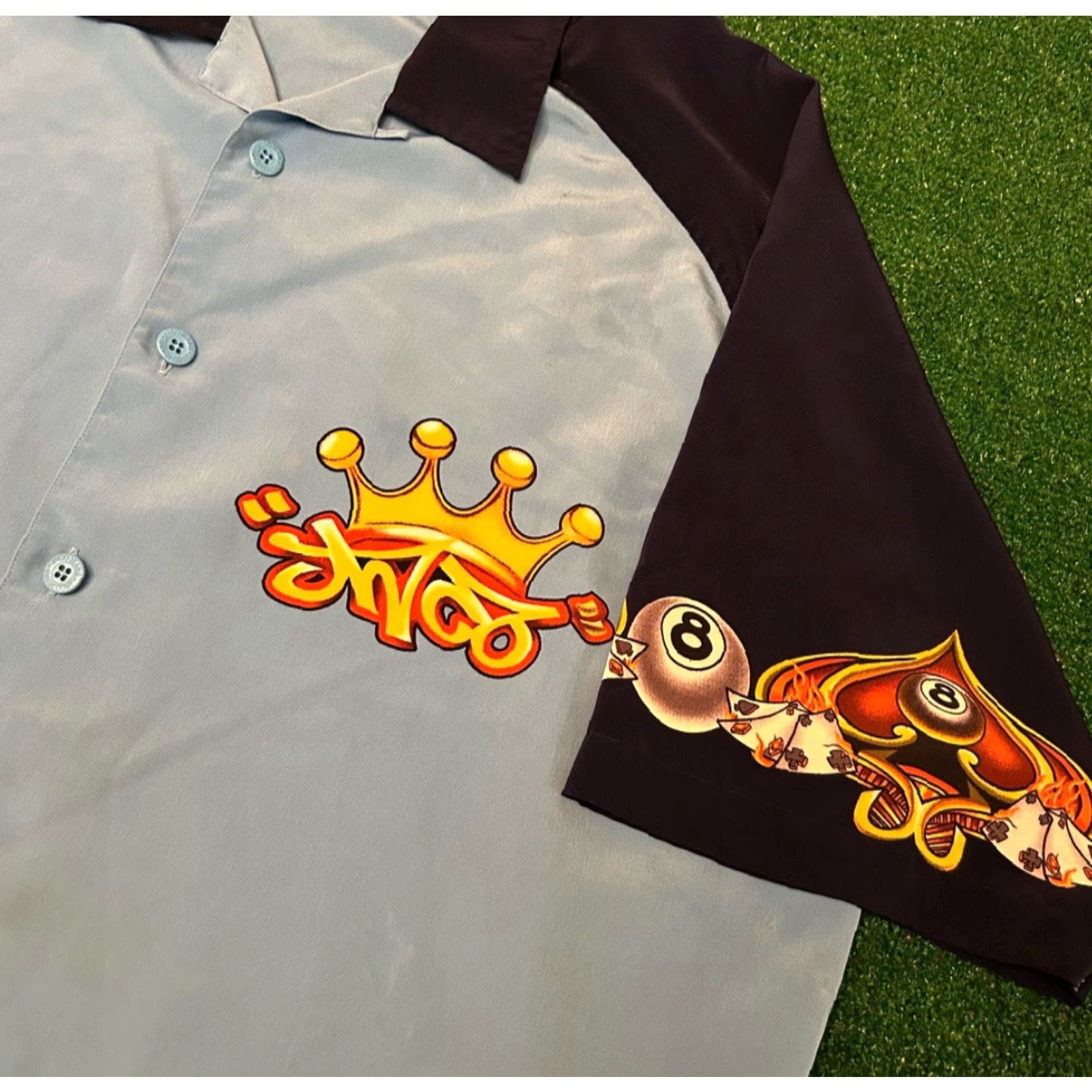 JNCO VINTAGE JNCO Button-Up Shirt XL Mens 90s Y2K Punk Grunge 8 Ball Flames Blue Short Sleeve Size US XL / EU 56 / 4 - 3 Thumbnail