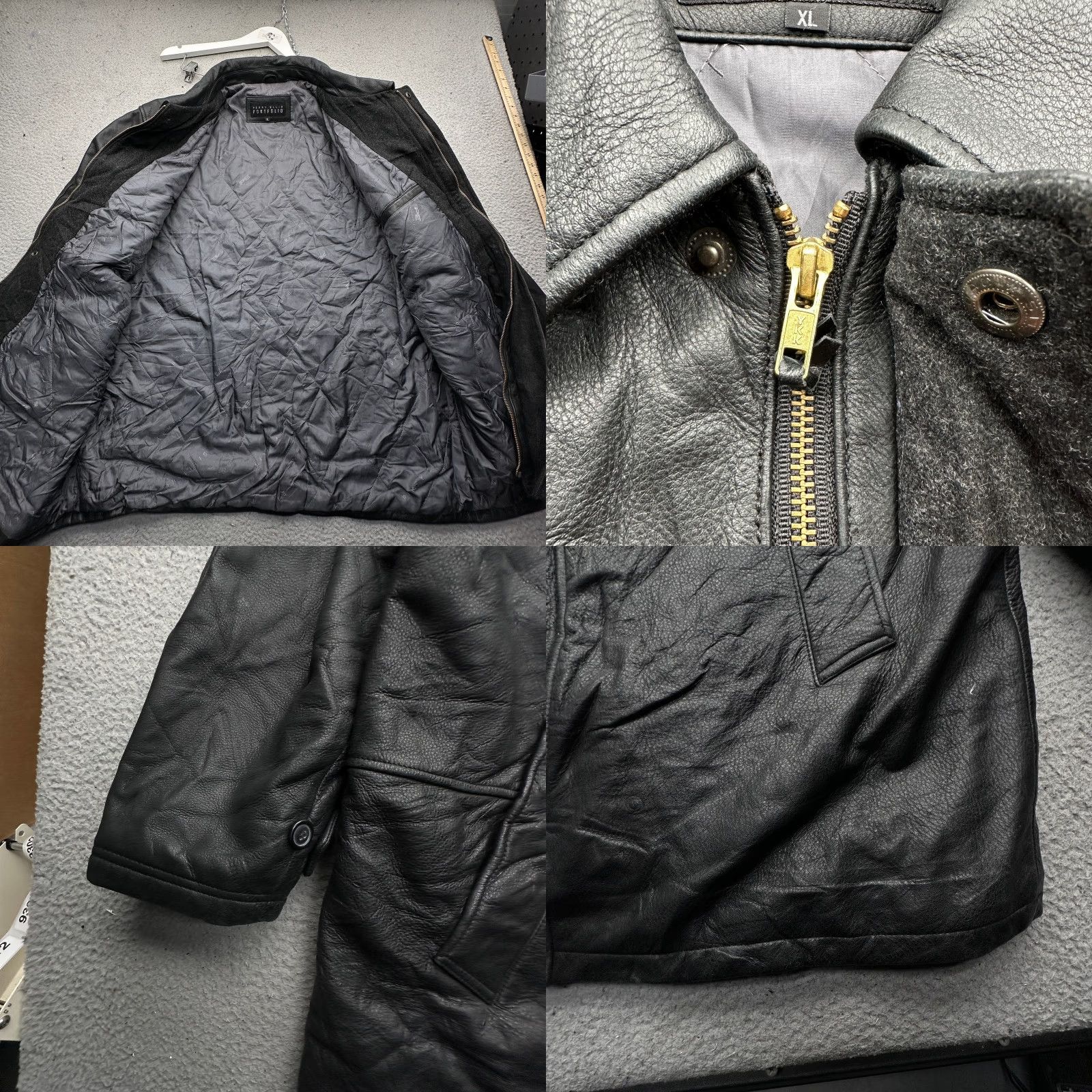 Perry Ellis Perry Ellis Portfolio Leather Jacket Mens XL Full Zip Black Wool Blend Lined Coat Overcoat Mens XL Leather Jacket Size US XL / EU 56 / 4 - 9 Thumbnail
