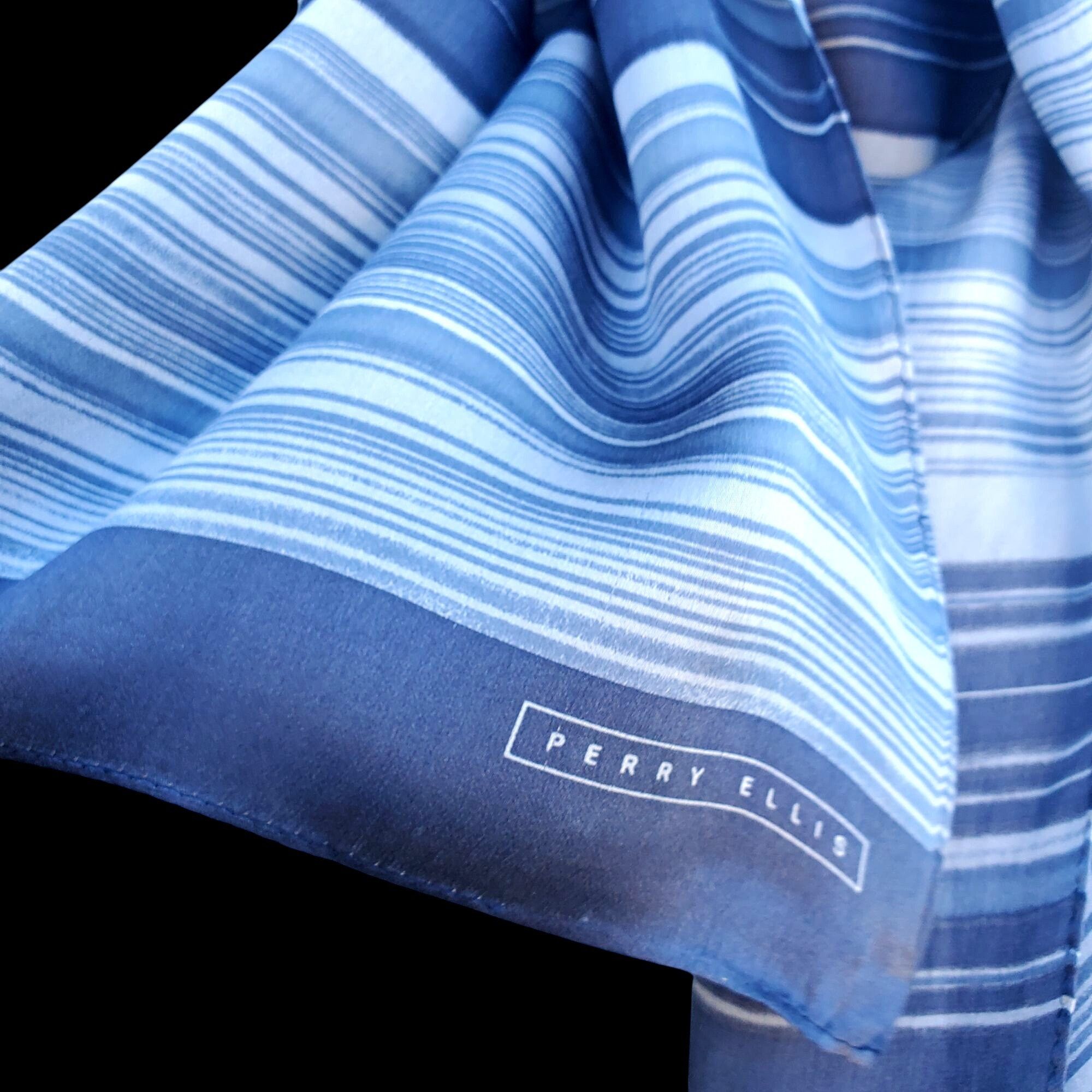 Perry Ellis Vintage Perry Ellis Scarf Blue Gray Striped Silk Rectangle 5 Size ONE SIZE - 8 Thumbnail