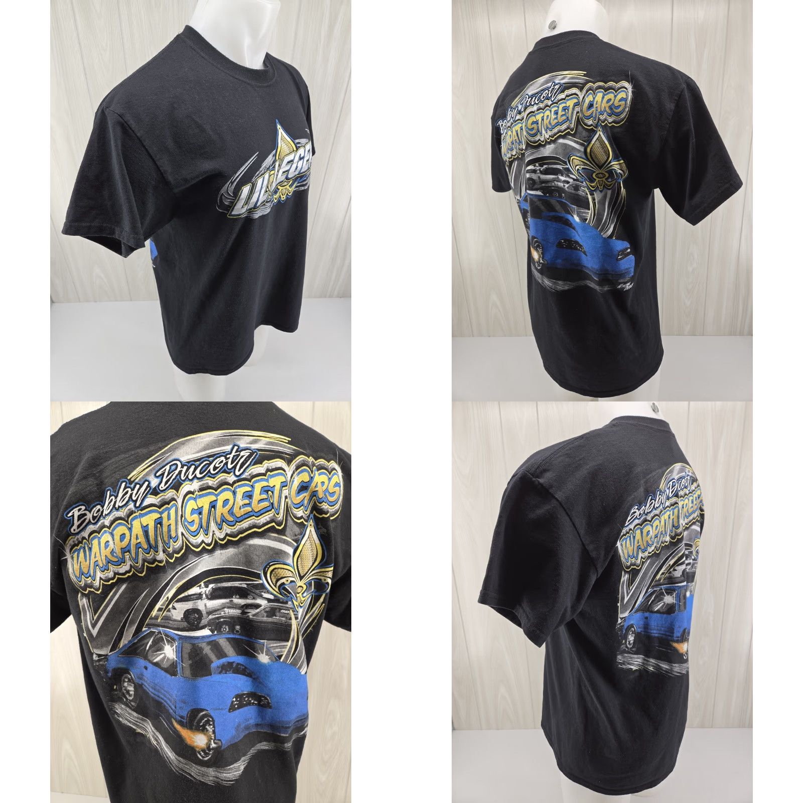 Gildan Bobby Ducote Warpath Street Cars Lil Legend Racing T-Shirt LARGE Black Cotton Short Sleeve Mens Size US L / EU 52-54 / 3 - 8 Thumbnail