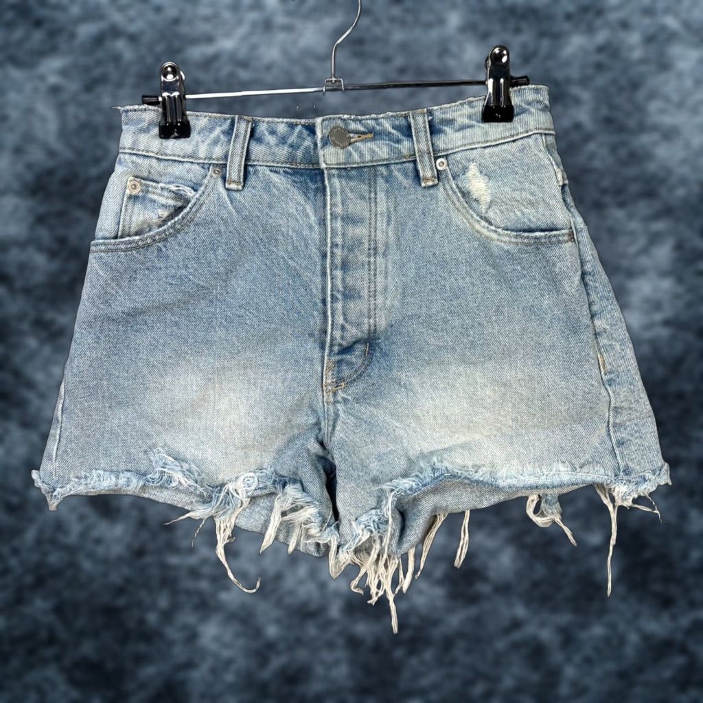 Vintage Rollas Womens 24 High Rise Cut-Off Denim Shorts City Bleach Raw Hem Jeans Cut-Offs 5-Pocket Summer Womens Size 42" / US 20 - 1 Thumbnail