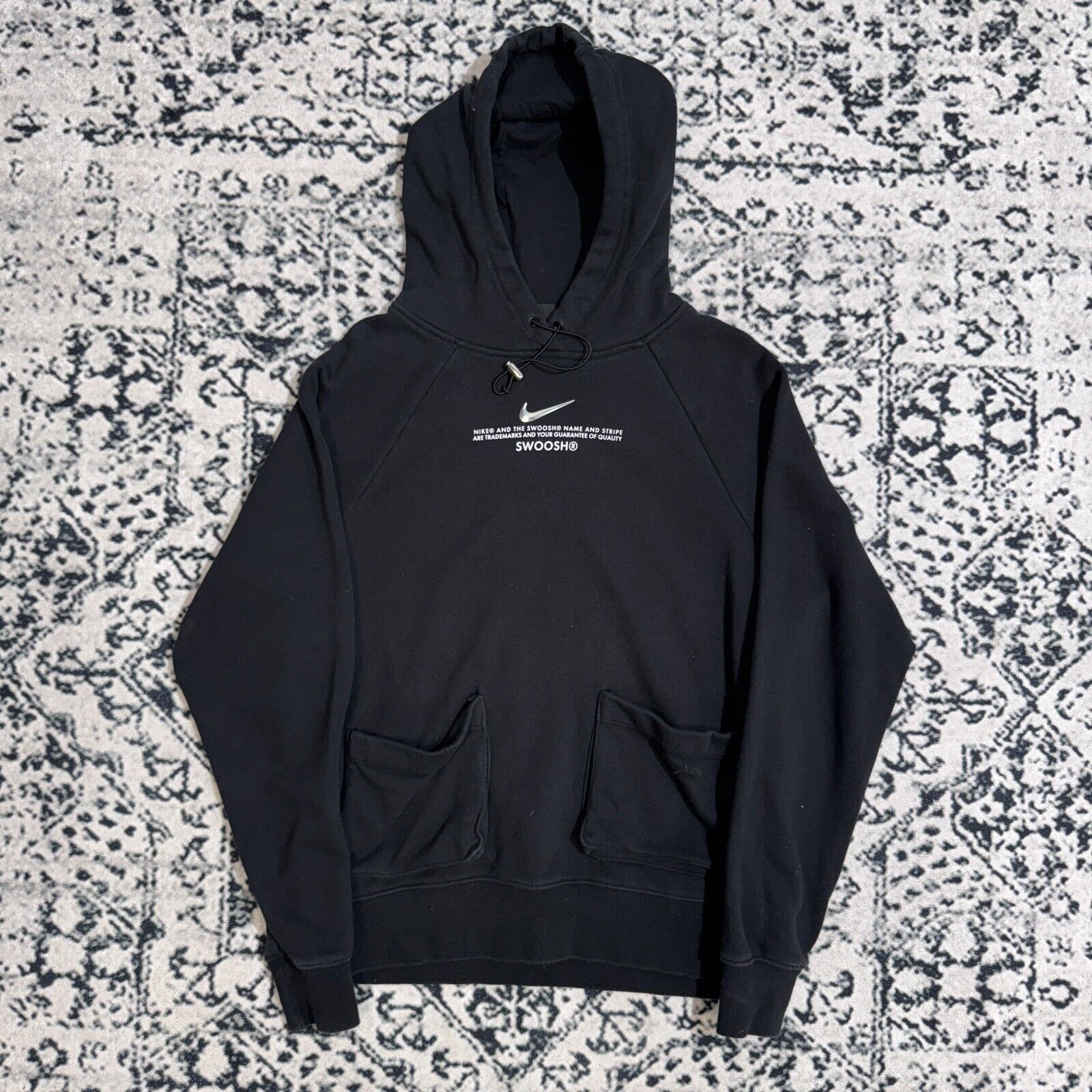 Nike × Vintage Nike Black Cotton Hoodie Size S 90s Multi Swoosh Rare Nocta Size US S / EU 44-46 / 1 - 1 Thumbnail