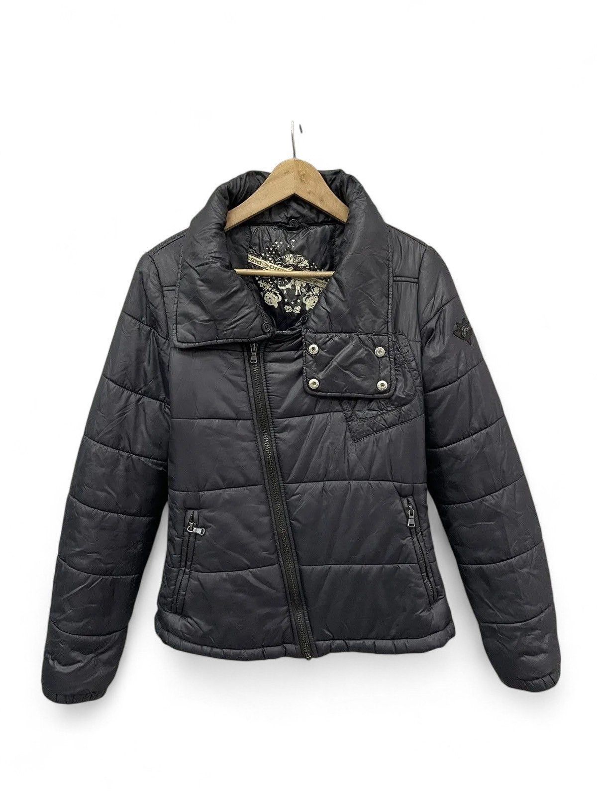 Diesel Diesel Black Puffer Jacket Asymmetrical Zip Moto Size S / US 4 / IT 40 - 1 Thumbnail