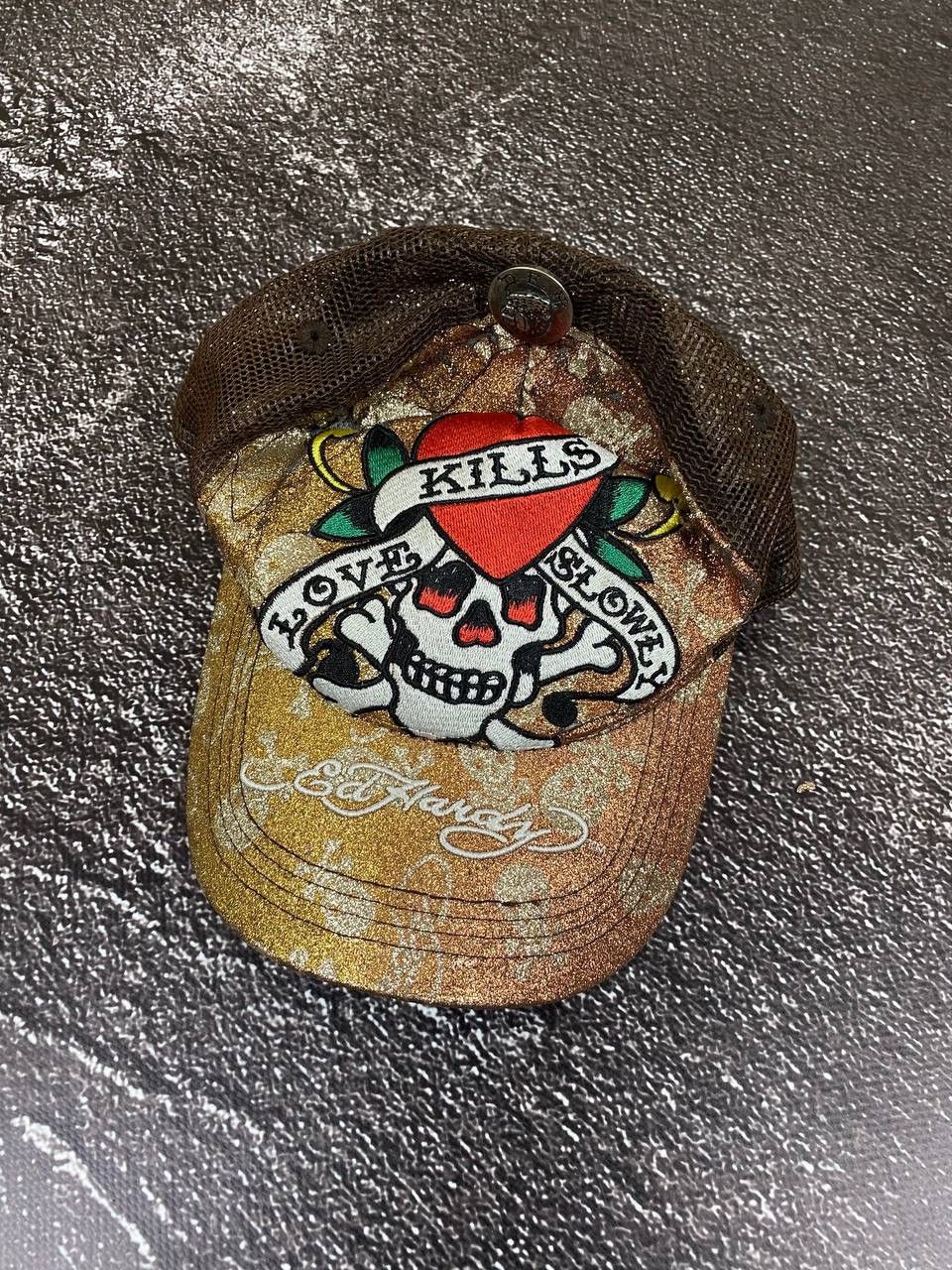 Ed Hardy Vintage Ed Hardy Gold Cap Hats Japanese Streetwear Y2K Size ONE SIZE - 1 Thumbnail