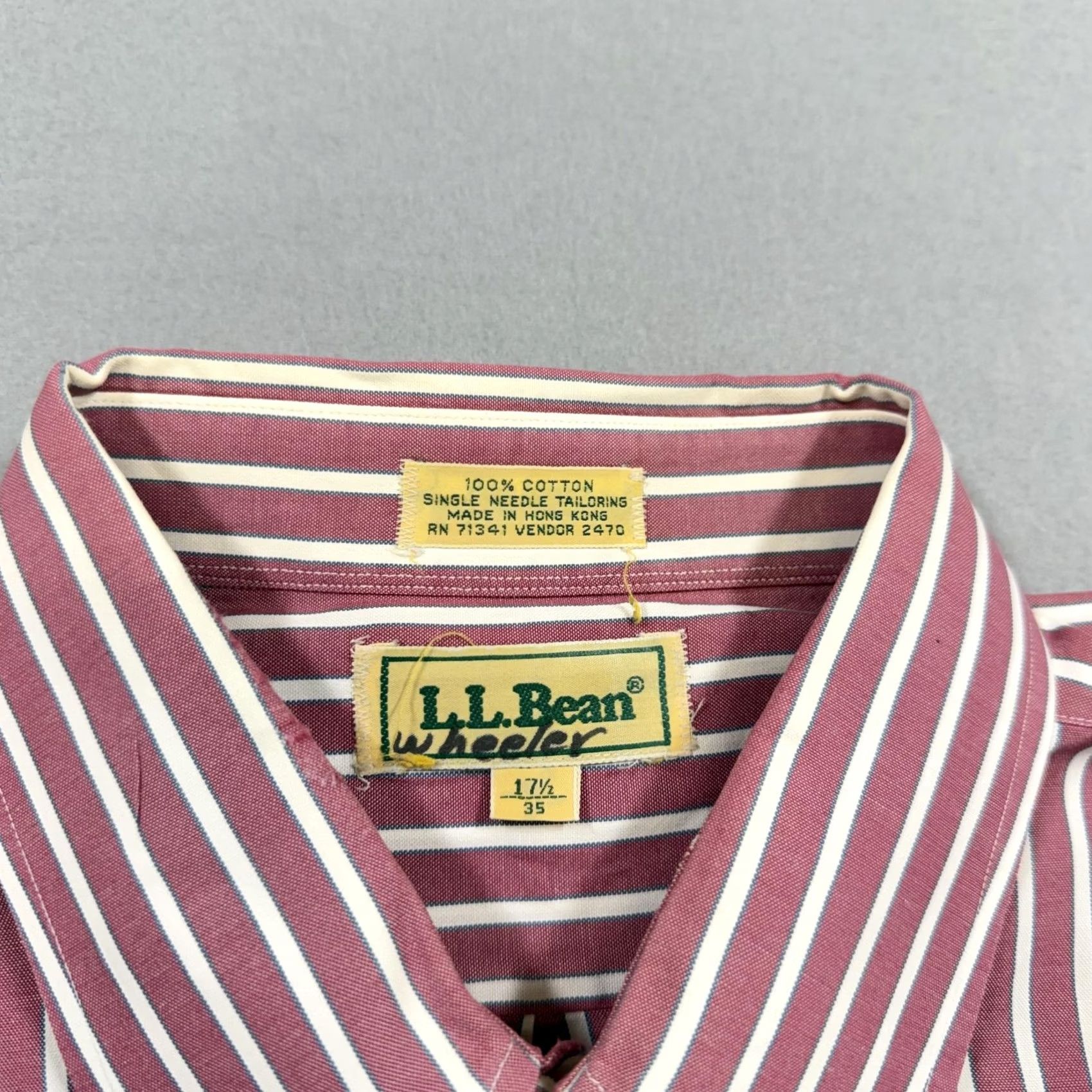Vintage VINTAGE L.L.Bean Shirt Mens 17.5 34/35 Red Stripe Button-Down Hong Kong Dress Shirt Size US XXL / EU 58 / 5 - 2 Thumbnail