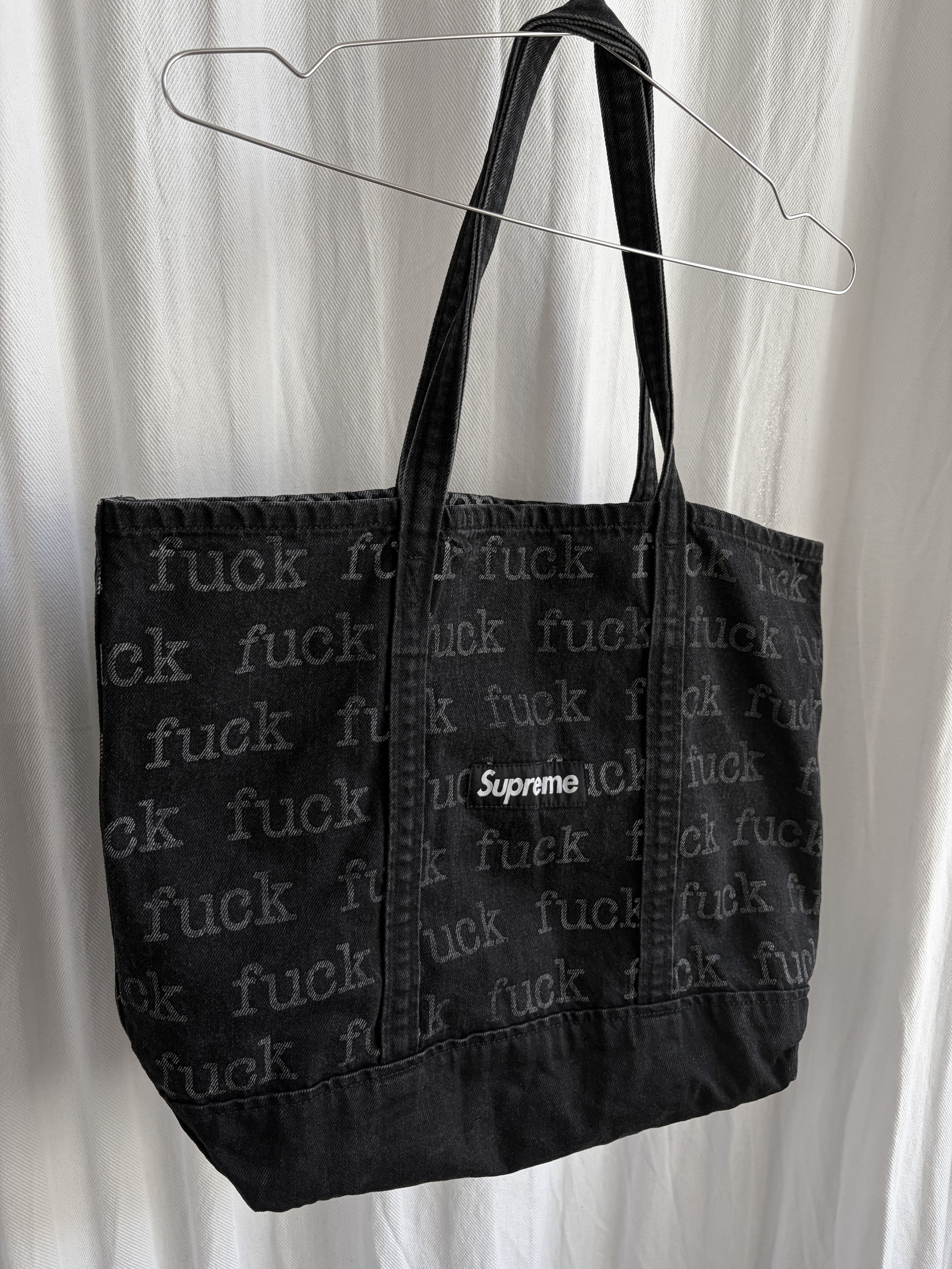 Supreme SS13 FUCK Denim Tote Bag Black Size ONE SIZE - 4 Thumbnail