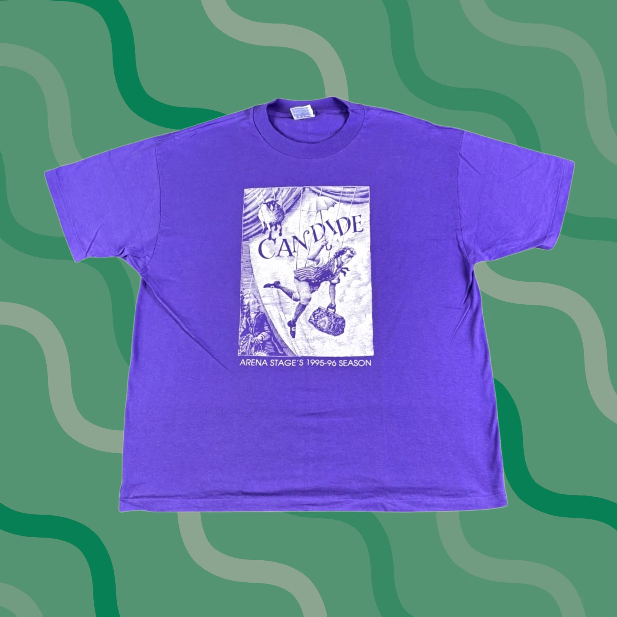 Vintage VINTAGE Arena Stage Candide 1995-96 Season T Shirt XL Purple Hanes Beefy Tee Men Size US XL / EU 56 / 4 - 1 Thumbnail