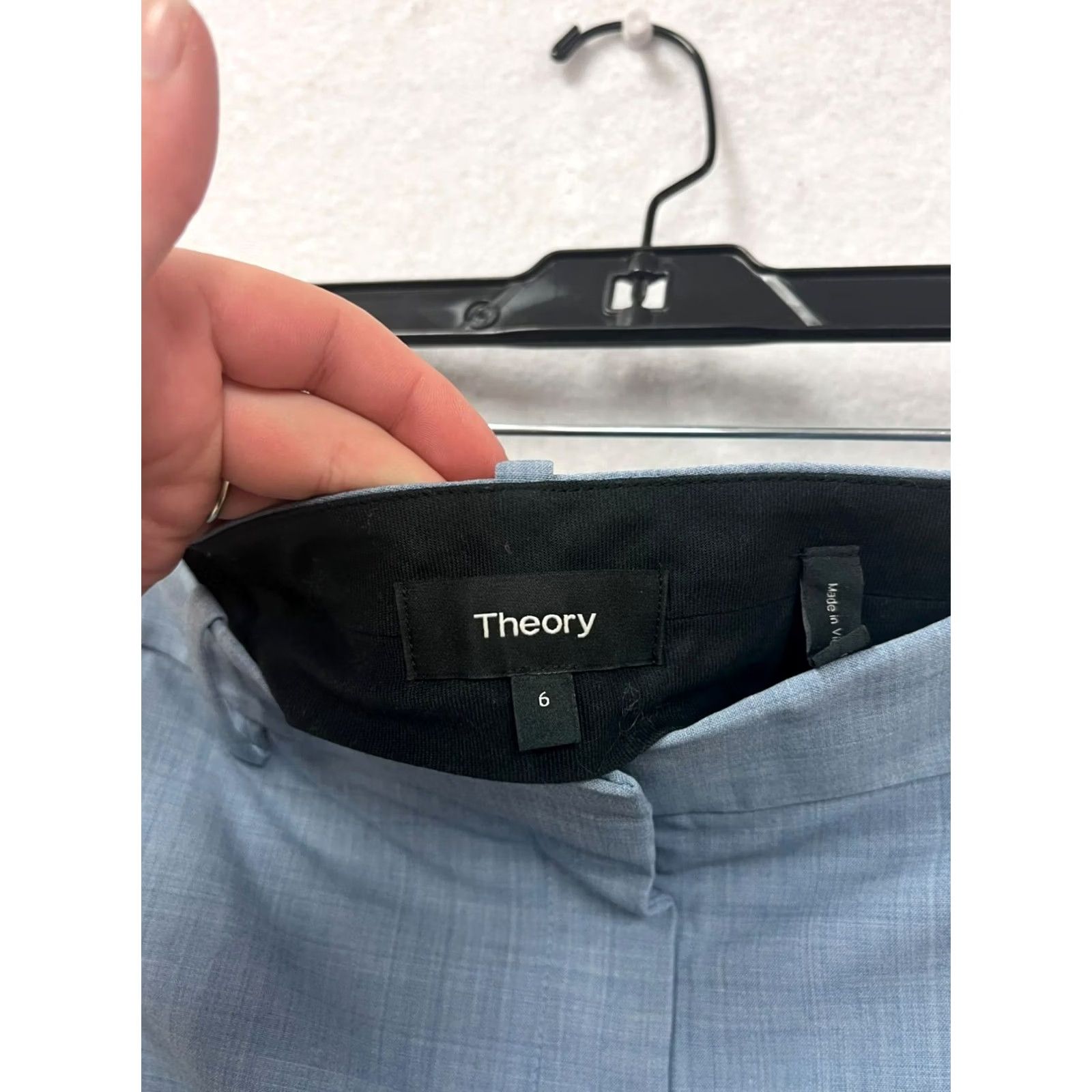 Theory Theory Wool-Blend Trousers Womens 6 Gray Dress Pants Pockets Front Back Zip Fly Button Closure Straight-Leg Tailored Like New Size 28" / US 6 / IT 42 - 3 Thumbnail