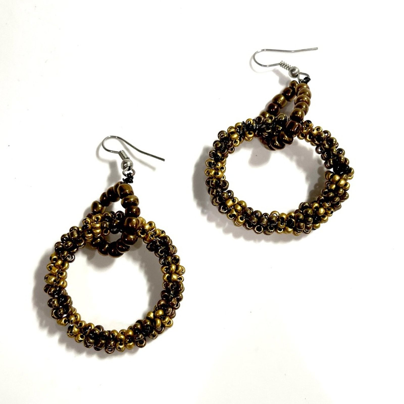 Other BOHEMIAN Golden Beaded Drop Circle Dangle Earrings Size ONE SIZE - 1 Thumbnail