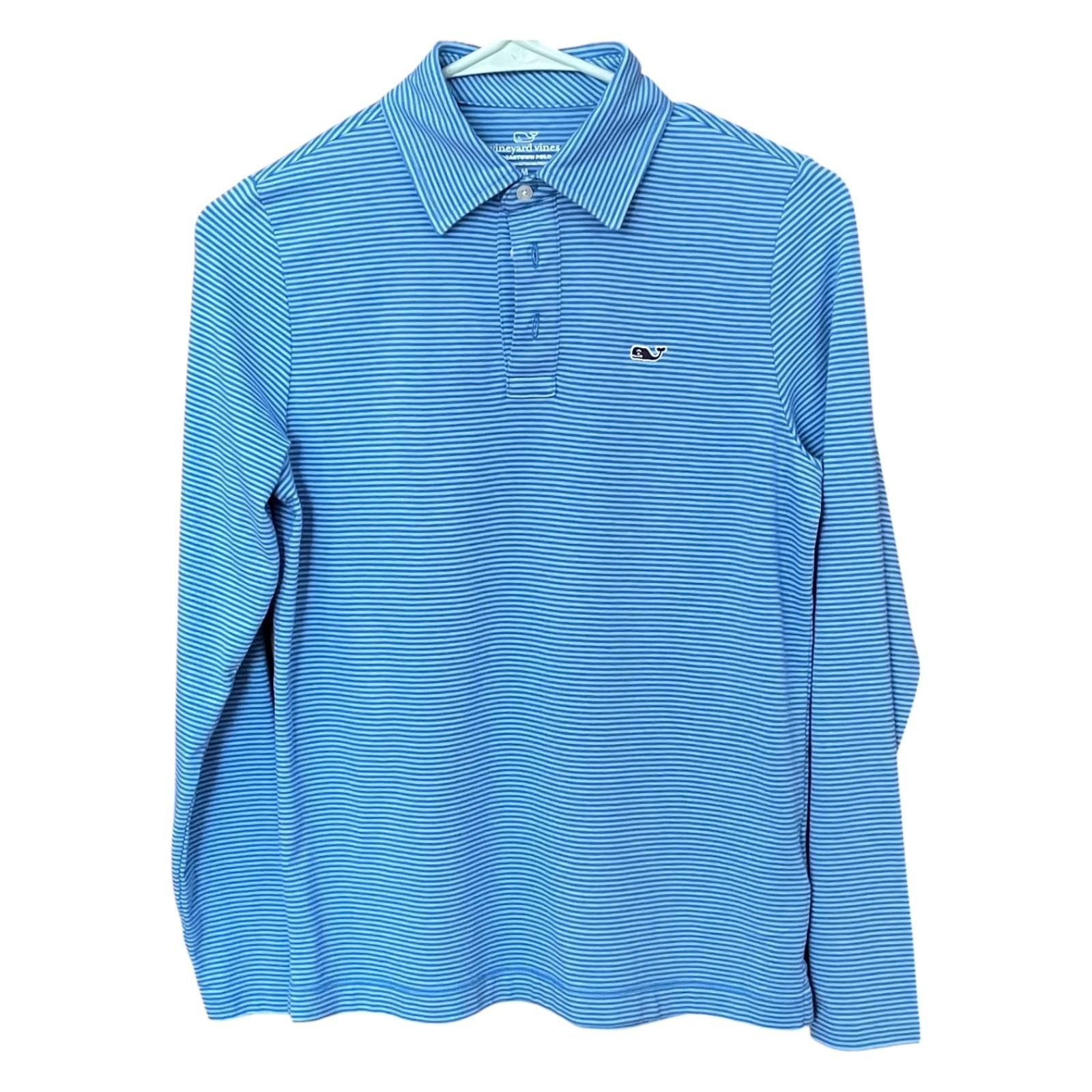 Vineyard Vines Vineyard Vines Youth M Sankaty Perf LS Polo Aqua Stripe Size US M / EU 48-50 / 2 - 1 Thumbnail