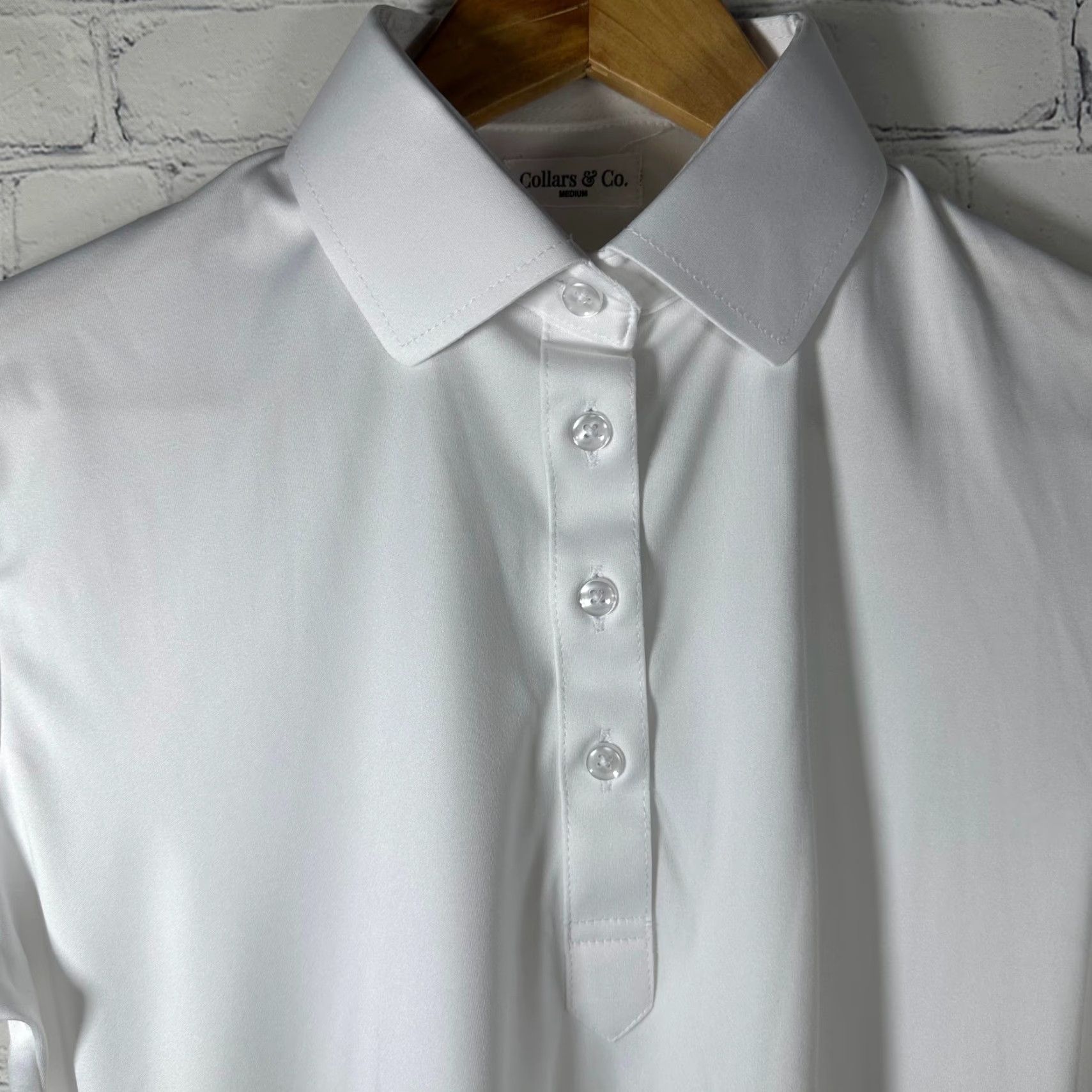 CO Collars & Co Dress Collar Polo Shirt White Short Sleeve M Women's Polo Shirt White Moisture Wicking Classic Comfort Size M / US 6-8 / IT 42-44 - 2 Thumbnail