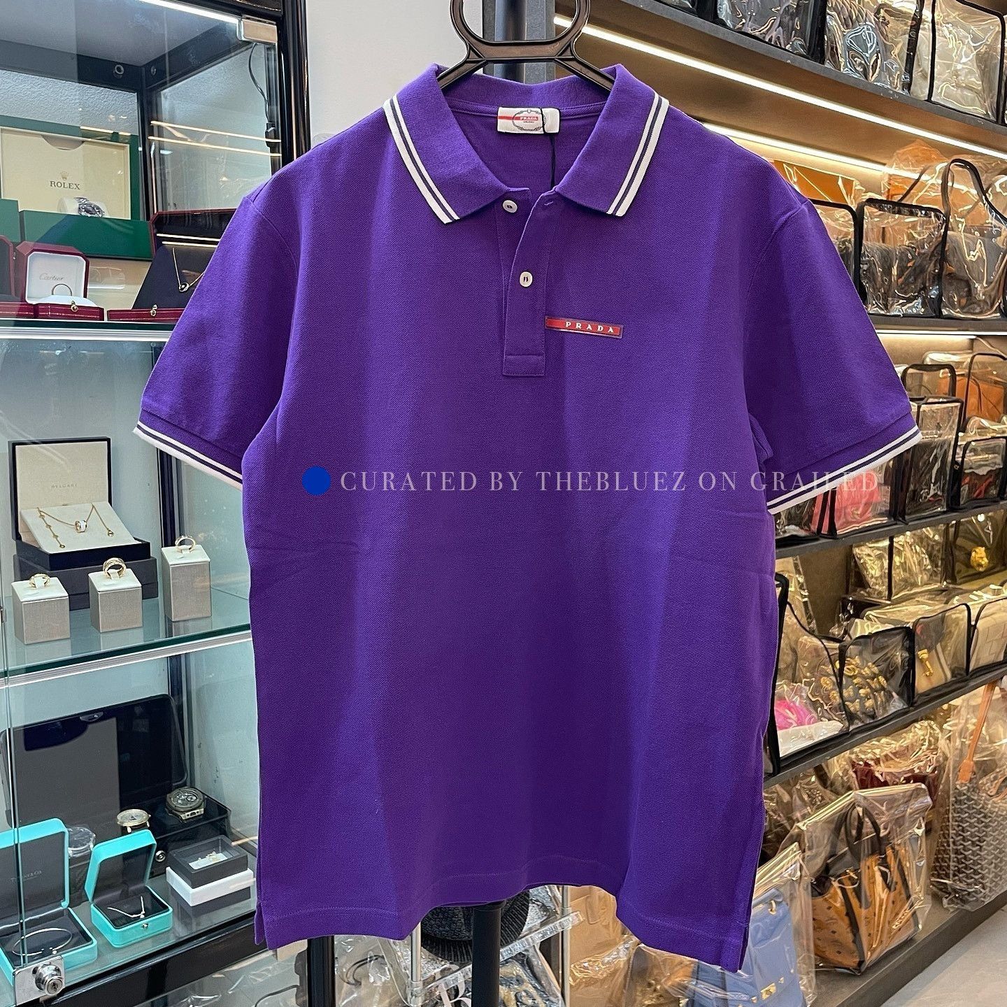 Prada Stylish Purple Logo Patch Polo Shirt Size US L / EU 52-54 / 3 - 1 Thumbnail