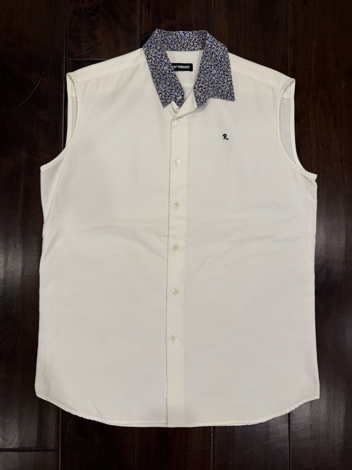 Raf Simons Raf Simons Oversized Sleeveless Shirt With Floral Collar Size US L / EU 52-54 / 3 - 1 Thumbnail