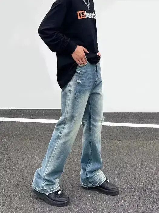 Japanese Brand × Jean Baggy Blue Flared Denim Jeans Size US 30 / EU 46 - 2 Thumbnail