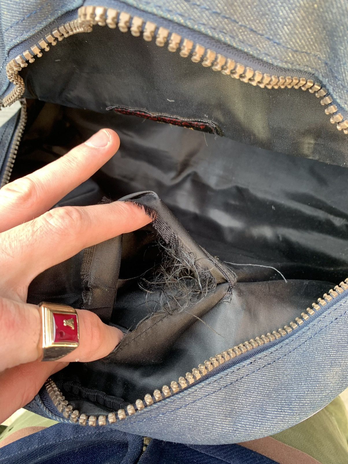 Vintage × Von Dutch Vintage Von Dutch Kustom Denim Bag Bowling Duffle Purse Tote Size ONE SIZE - 8 Thumbnail