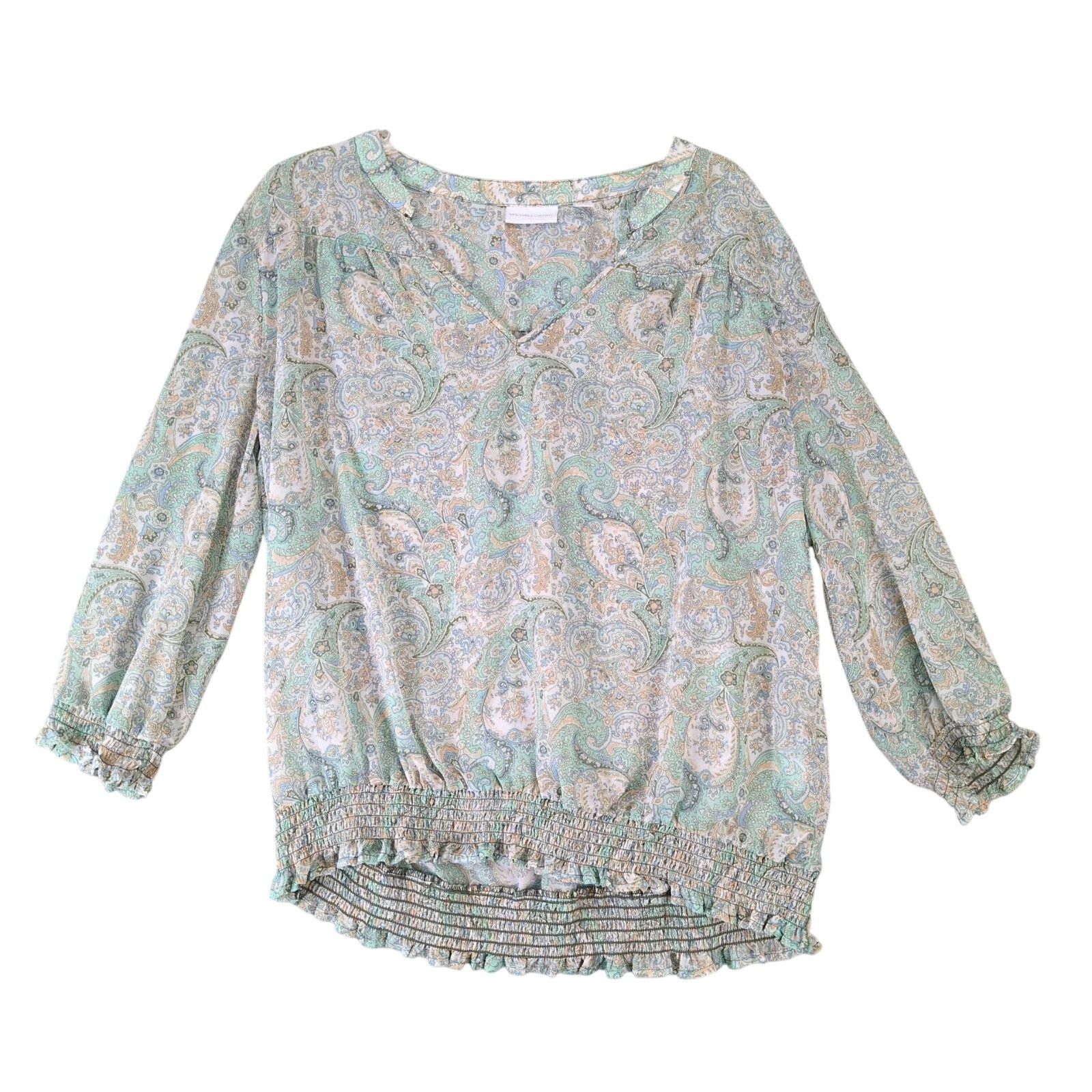 Other New York & Co Pastel Paisley Sheer Blouse Puff Sleeve XL Size XL / US 12-14 / IT 48-50 - 1 Thumbnail