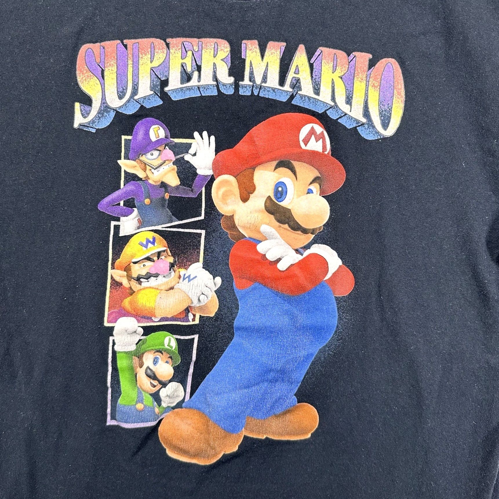 Nintendo Super Mario T-Shirt Black Crew Neck Graphic Print Short Sleeve Boxy Fit Men’s Medium Wario Waluigi Luigi Size US M / EU 48-50 / 2 - 2 Thumbnail