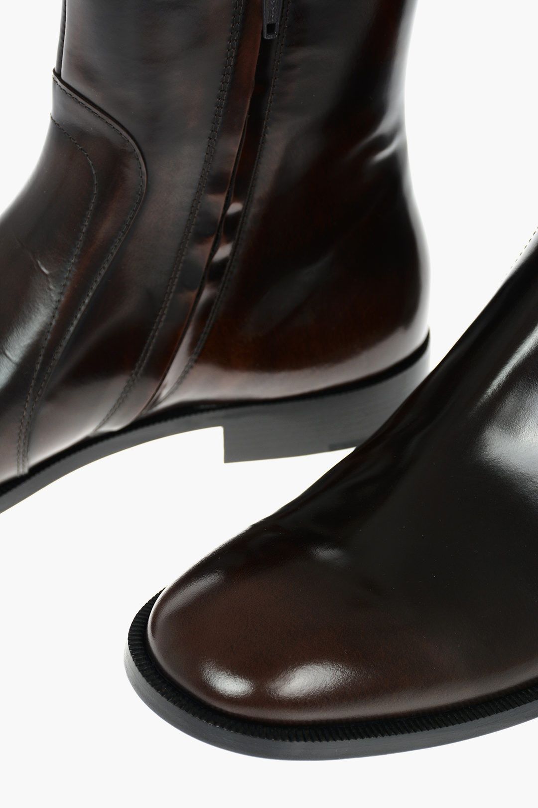 Maison Margiela o1y1124 Inner Zip Leather Boots In Brown Size US 10 / EU 43 - 4 Thumbnail