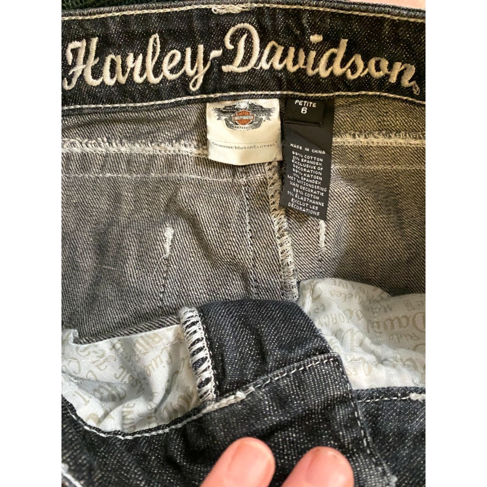 Harley Davidson VINTAGE Women's Harley-Davidson Jeans Petite Gray Size 6 Embroidered Pockets Flared Cotton Blend 28 Inseam Womens Size 28" / US 6 / IT 42 - 5 Thumbnail