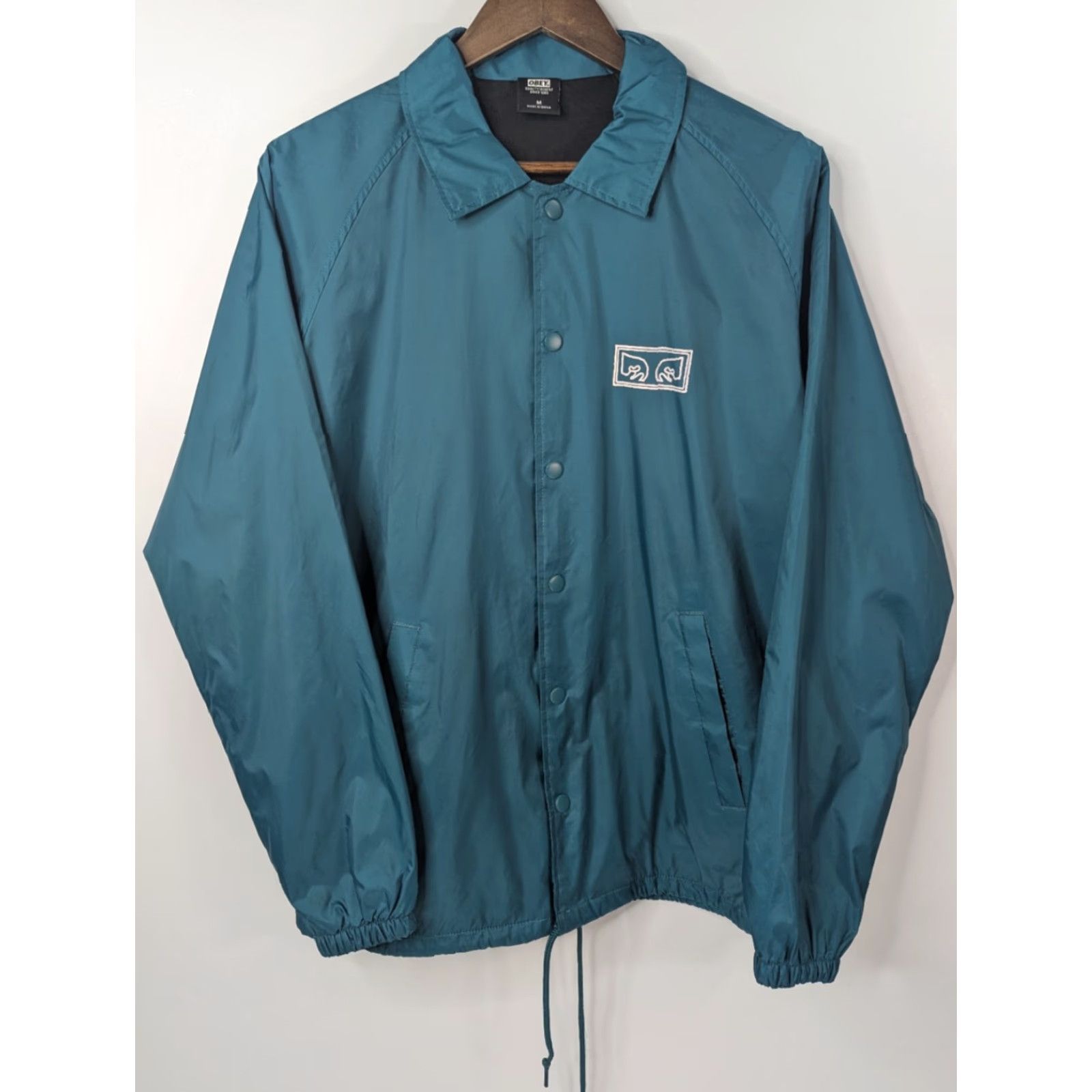 Obey OBEY Windbreaker Teal Jacket M Logo Front Snap Nylon Coat Streetwear Mens Jacket Size US M / EU 48-50 / 2 - 3 Thumbnail