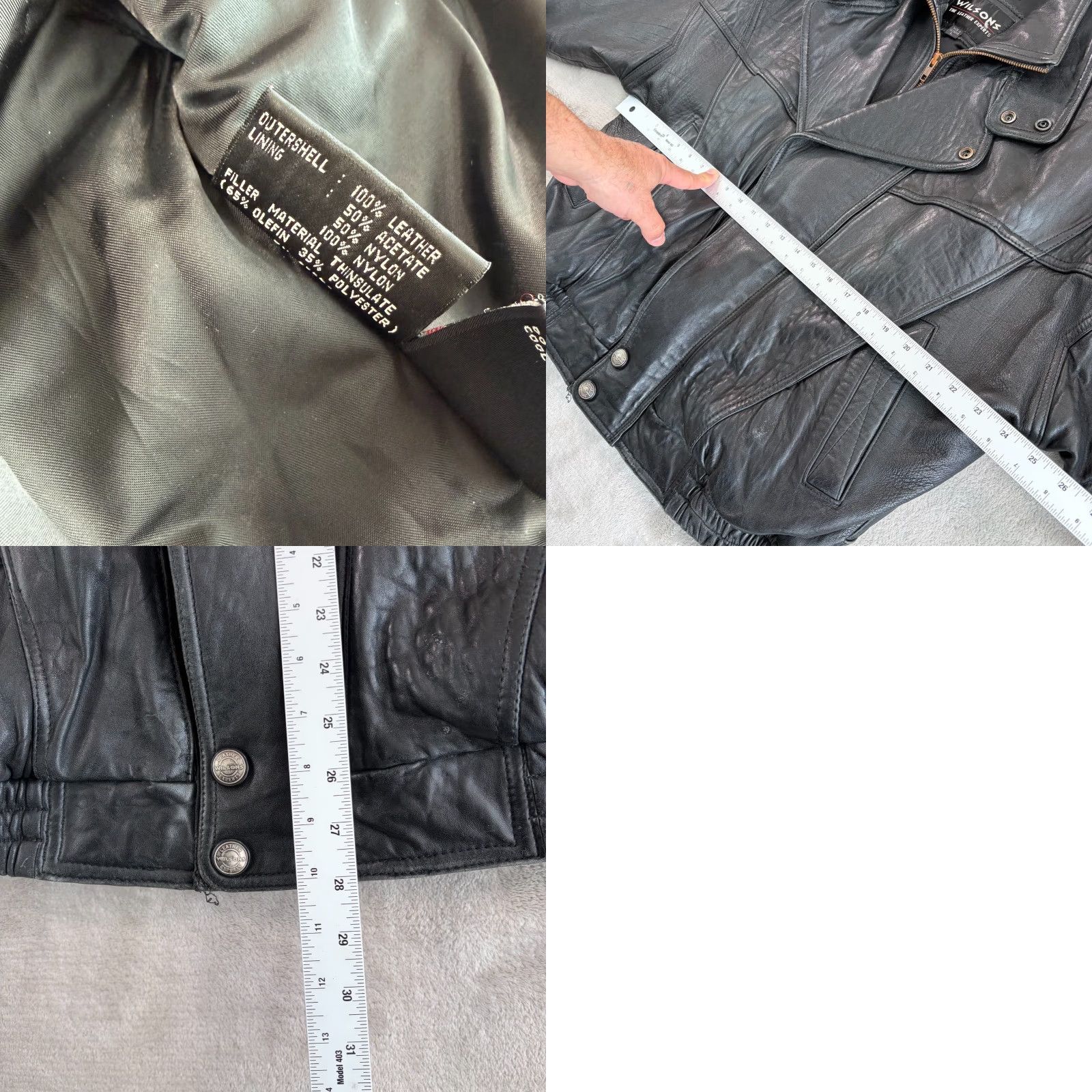 Vintage VINTAGE Wilsons Thinsulate Moto Punk Jacket Leather Black Large Men 80s 90s Biker Punk Grunge Gothic Bohemian Style Belted Zipper Buckle Snap Denim? Size US L / EU 52-54 / 3 - 9 Thumbnail