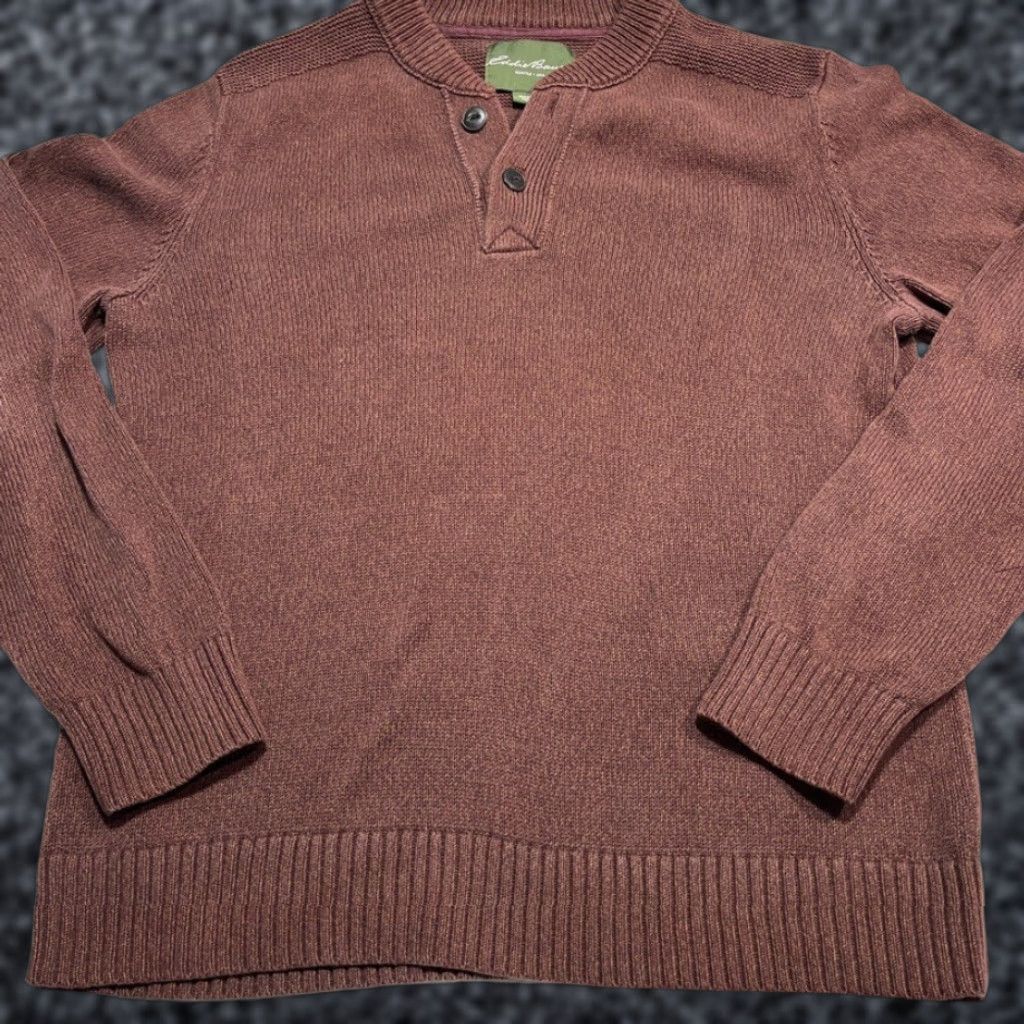 VINTAGE Eddie Bauer Fisherman Sweater Men's XL Brown Knit Casual