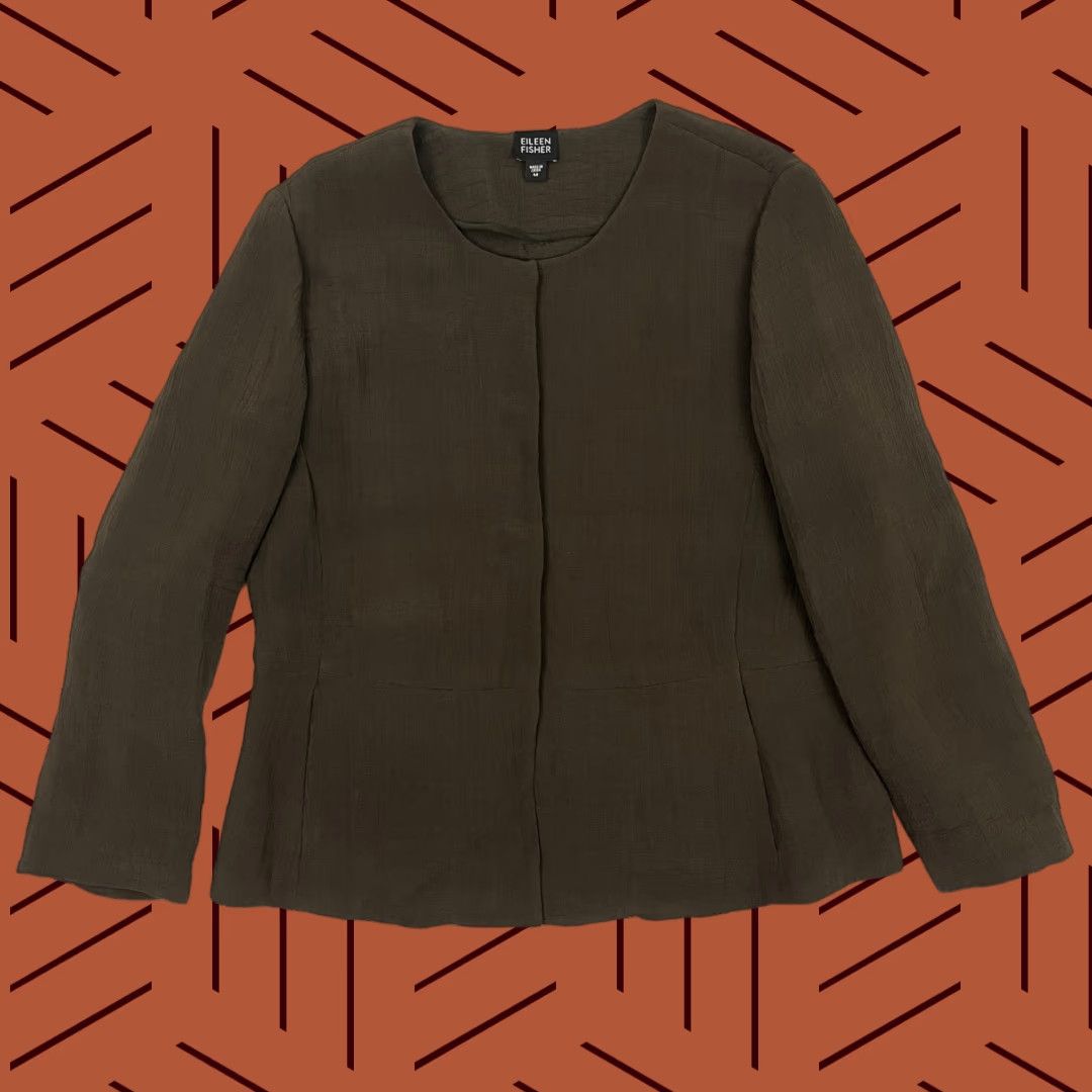 Eileen Fisher Eileen Fisher Cardigan Jacket Womens M Brown Silk Blend Sponge Pockets Blazer Size M / US 6-8 / IT 42-44 - 1 Thumbnail