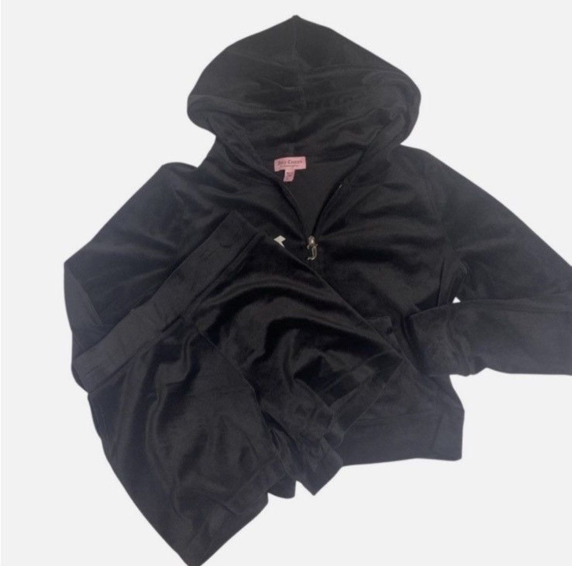 Juicy Couture Juicy Couture Black Bling Velour Tracksuit Lg Size 30" / US 8 / IT 44 - 1 Thumbnail