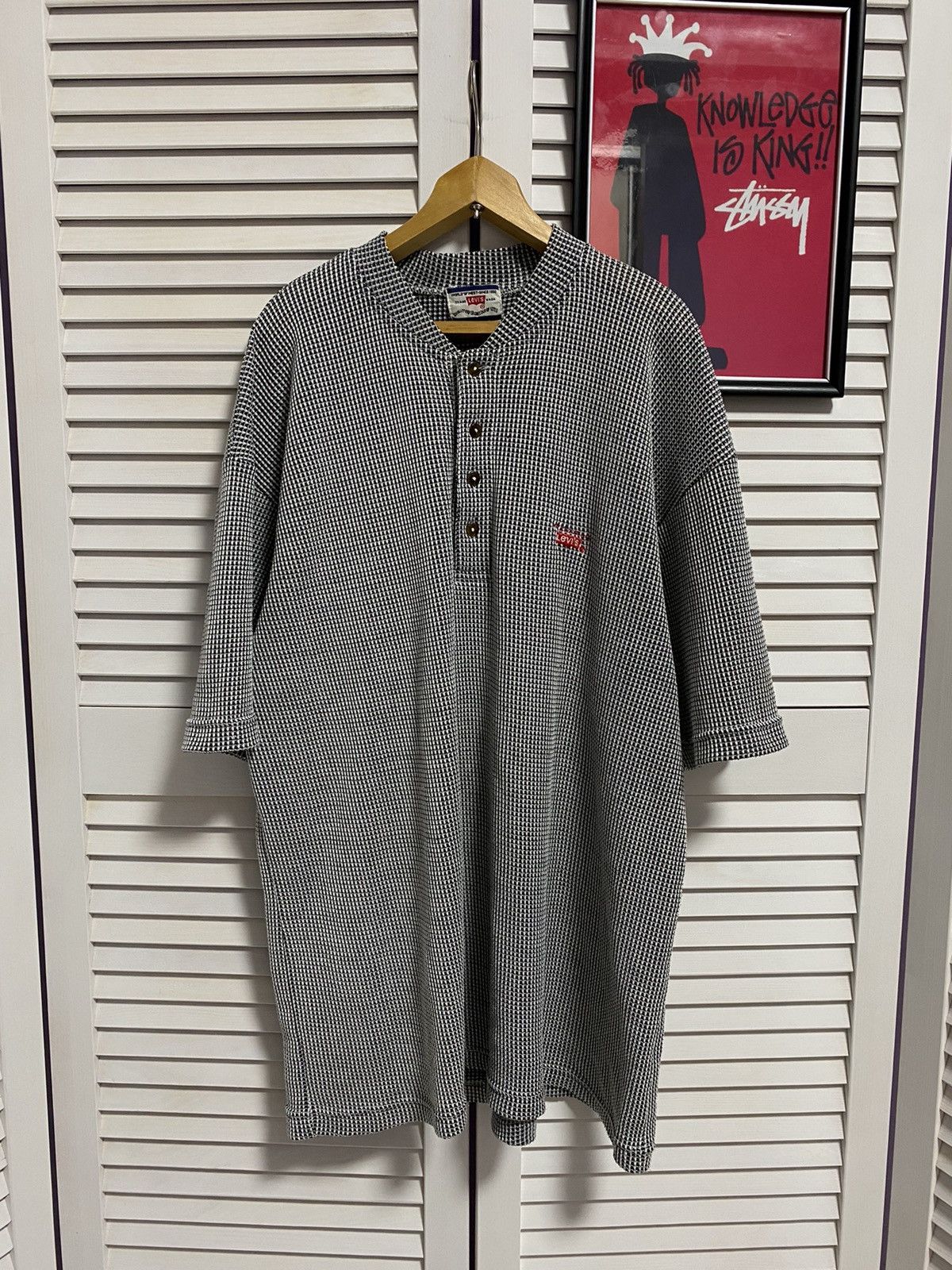 Levi's × Vintage Vintage 80/90s Polo Shirt Levi's Chain Link Pattern Mesh Size US XL / EU 56 / 4 - 1 Thumbnail