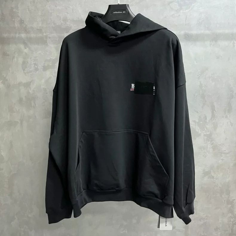 Balenciaga Balenciaga Black Logo print pullover hooded long sleeve sw Size US M / EU 48-50 / 2 - 1 Thumbnail