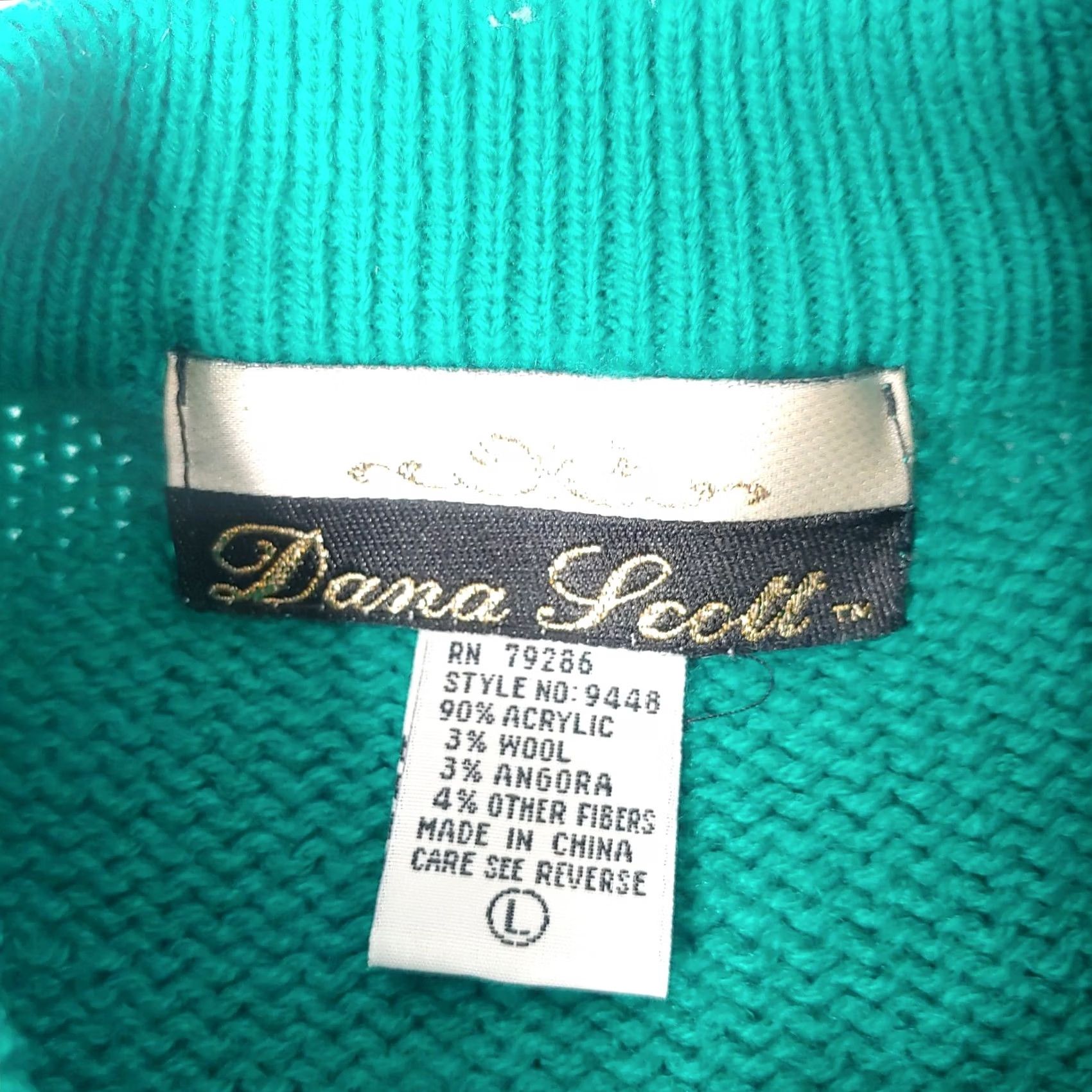 Vintage VINTAGE Dana Scott Sweater L Womens Beaded Flower Cottagecore Teal Green-Blue Crew Neck Long Sleeve Pullover Size L / US 10 / IT 46 - 2 Thumbnail