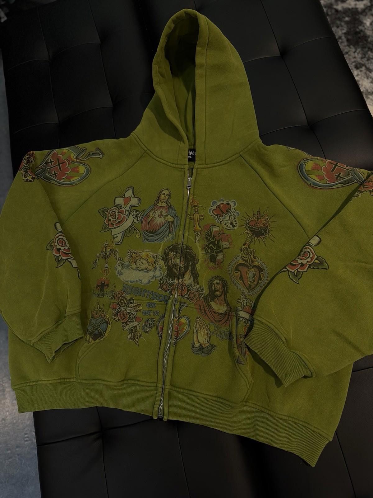 Other XL- We Are Righteous Green Zip Up Jesus Hoodie Size US XL / EU 56 / 4 - 6 Thumbnail