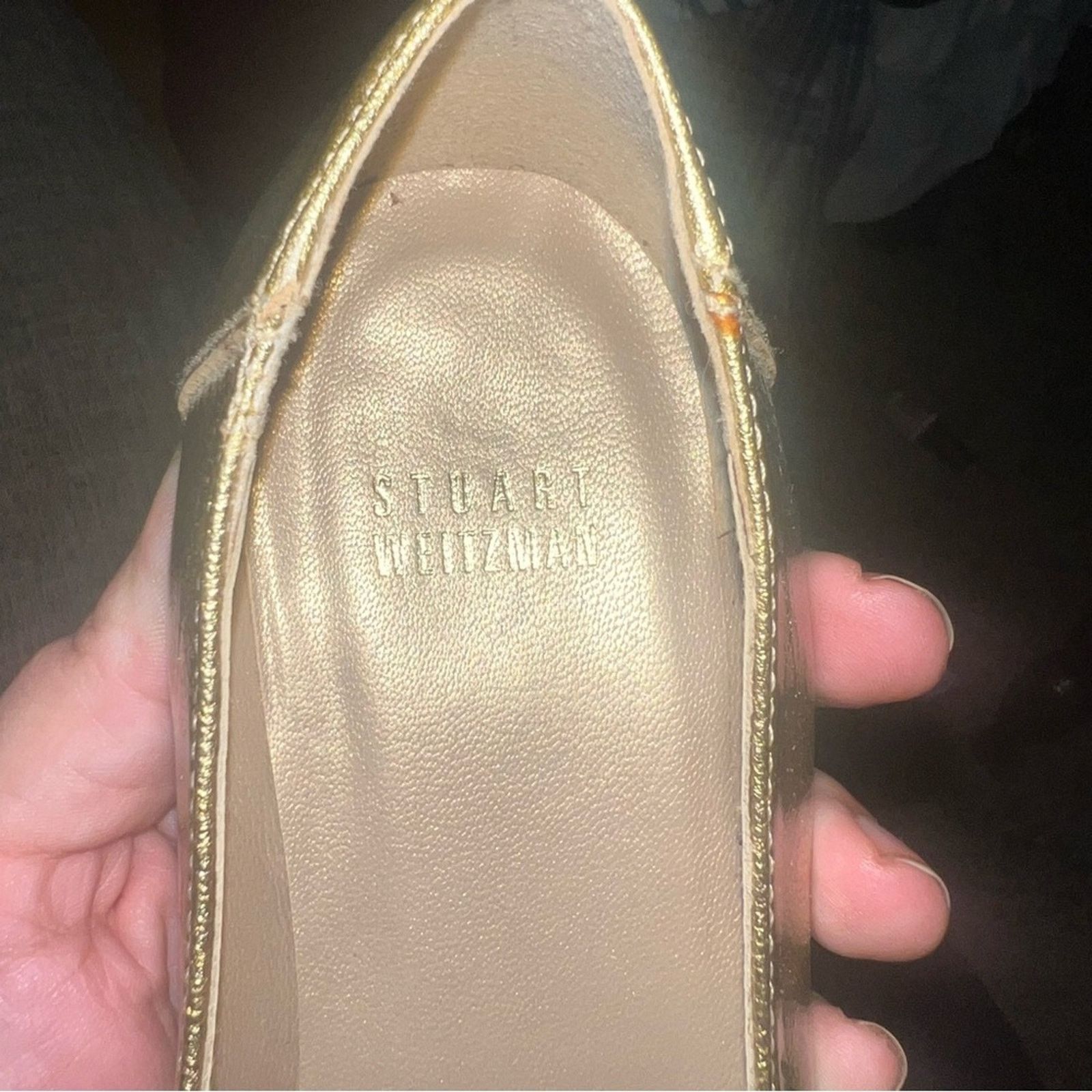 Stuart Weitzman STUART WEITZMAN gold mini wedge open toed shoes 5.5 Size US 5.5 / IT 35.5 - 3 Thumbnail