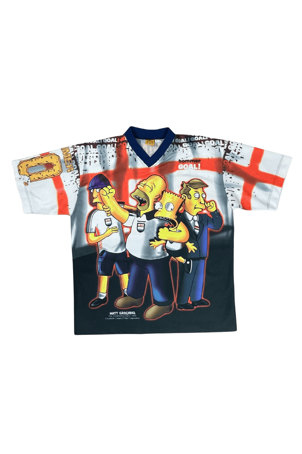 The Simpsons × Vintage 1999 Italian-Made Simpsons“HOMMER 00”England All-Over Jersey Size US L / EU 52-54 / 3 - 12 Thumbnail