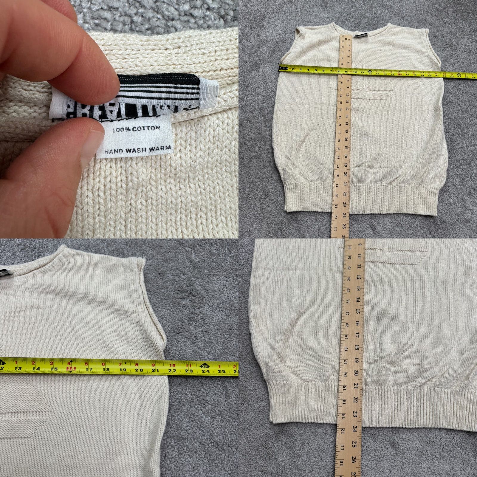Greats VINTAGE Great Times Vest Sweater Mens XL Beige Knit 100% Cotton Sleeveless Crew Neck Classic 90s Size US XL / EU 56 / 4 - 8 Thumbnail