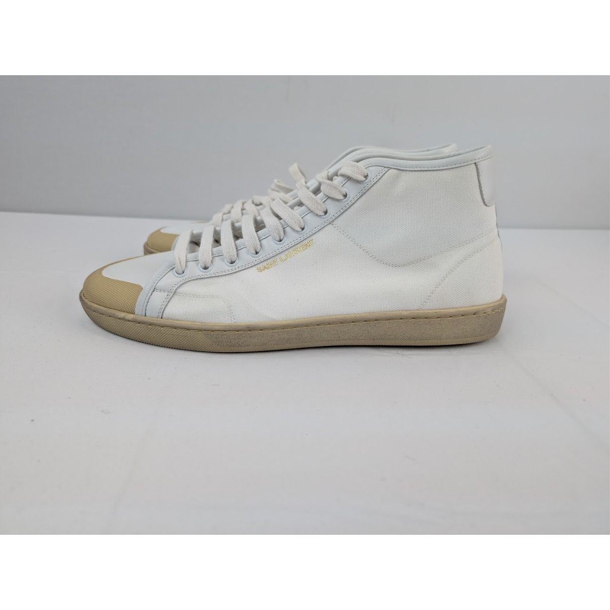 Saint Laurent Paris o1rshd1 Mid-Top Sneakers in Off-White Size US 12 / EU 45 - 10 Thumbnail