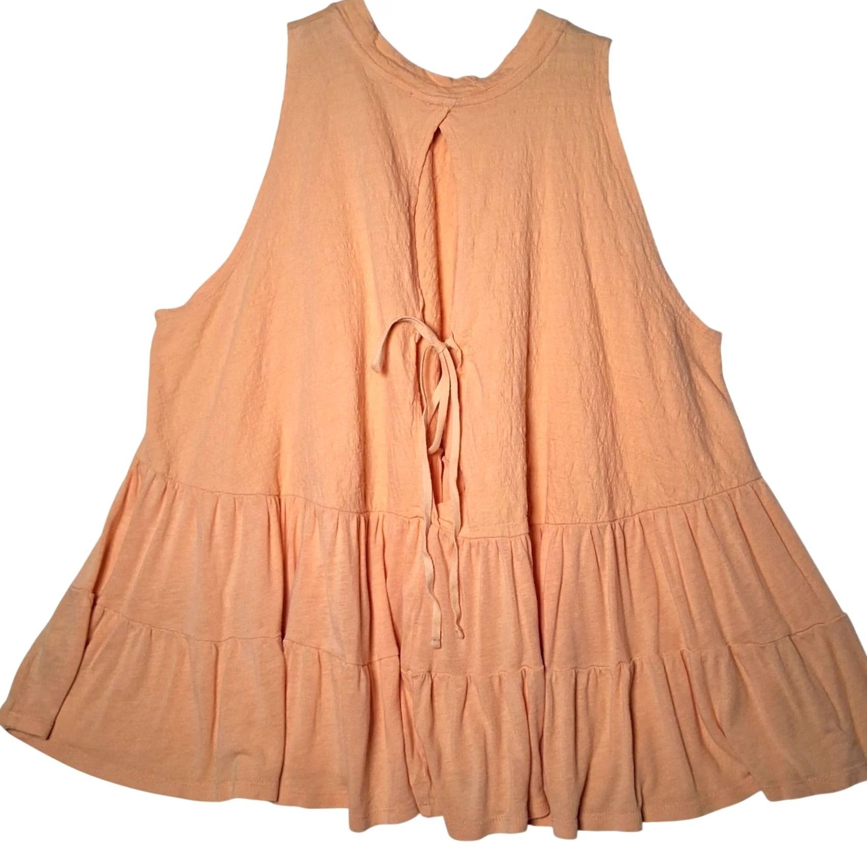 Free People Free People Tunic Tank Top Open Tie Back Tiered Orange Small Sleeveless Casual Bohemian Womens Size S / US 4 / IT 40 - 3 Thumbnail