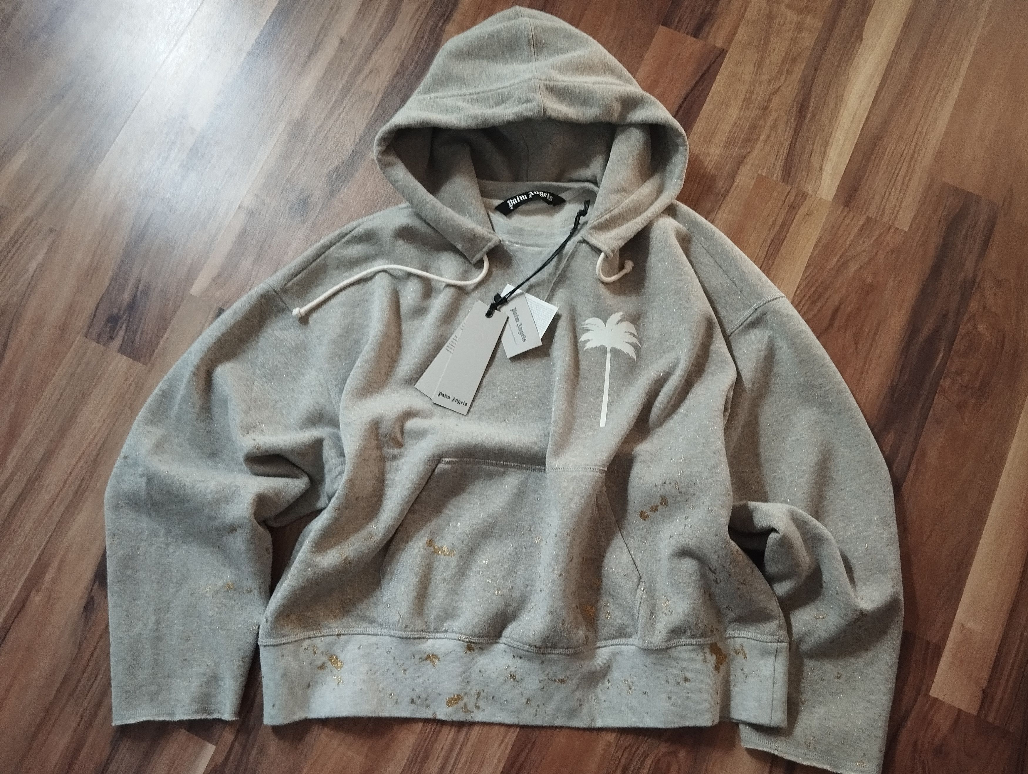 Palm Angels Palm Angels Pxp painted raw cut hoody melange grey WH Size US L / EU 52-54 / 3 - 13 Thumbnail