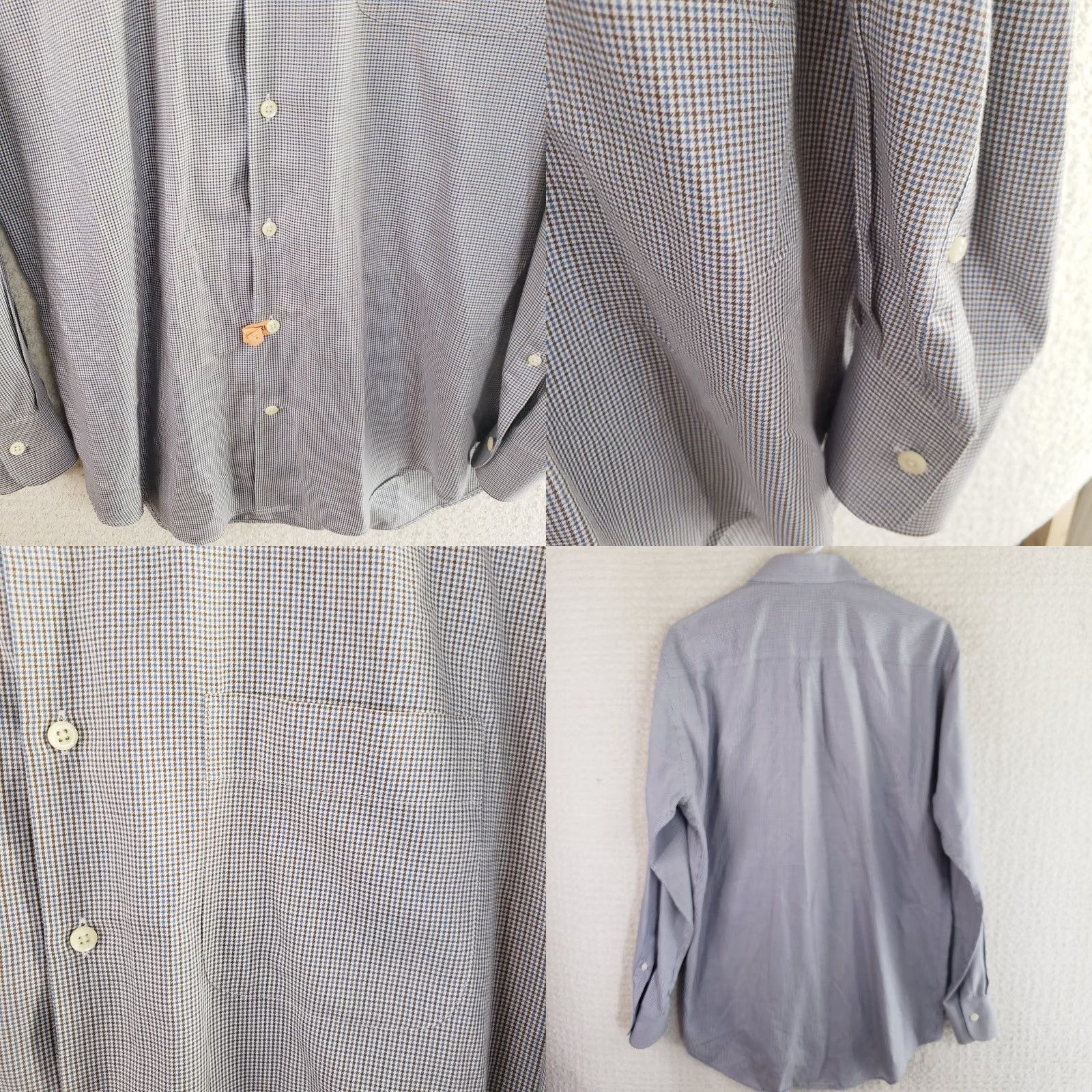 Peter Millar Peter Millar Men’s Dress Shirt M Blue Green White Check Button-Down Long Sleeve Shirt Mens Regular Redefined? Size 40R - 8 Thumbnail