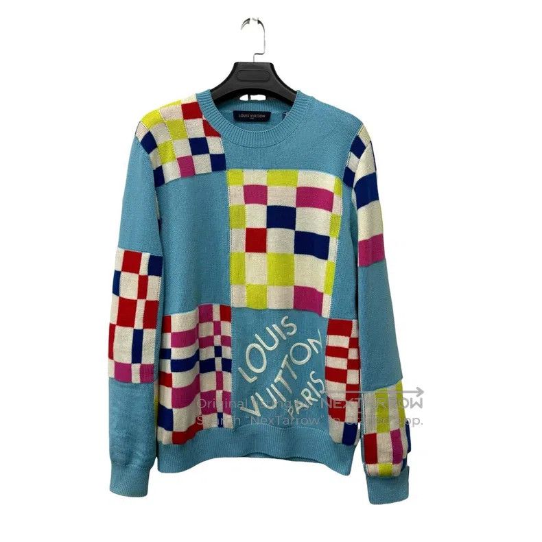 Louis Vuitton Louis Vuitton Blue checkerboard logo knit sweater Size US M / EU 48-50 / 2 - 1 Thumbnail